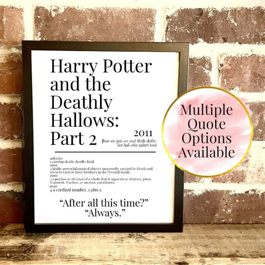 Harry Potter and the Deathly Hallows: Part 2 2011 Movie Quote Dictionary Prints