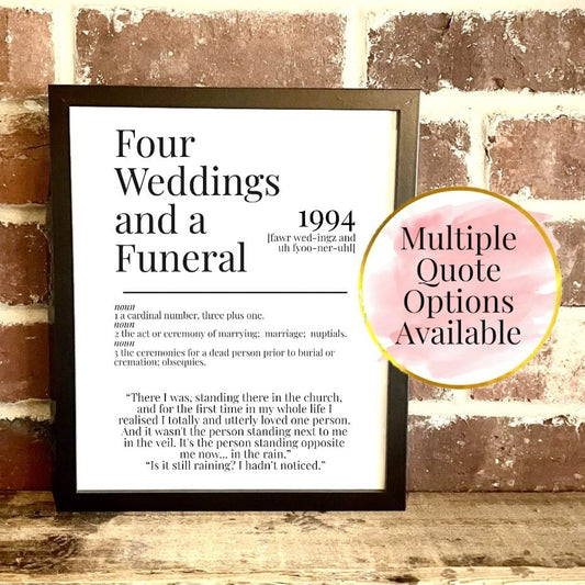 Four Weddings and a Funeral 1994 Movie Quote Dictionary Prints