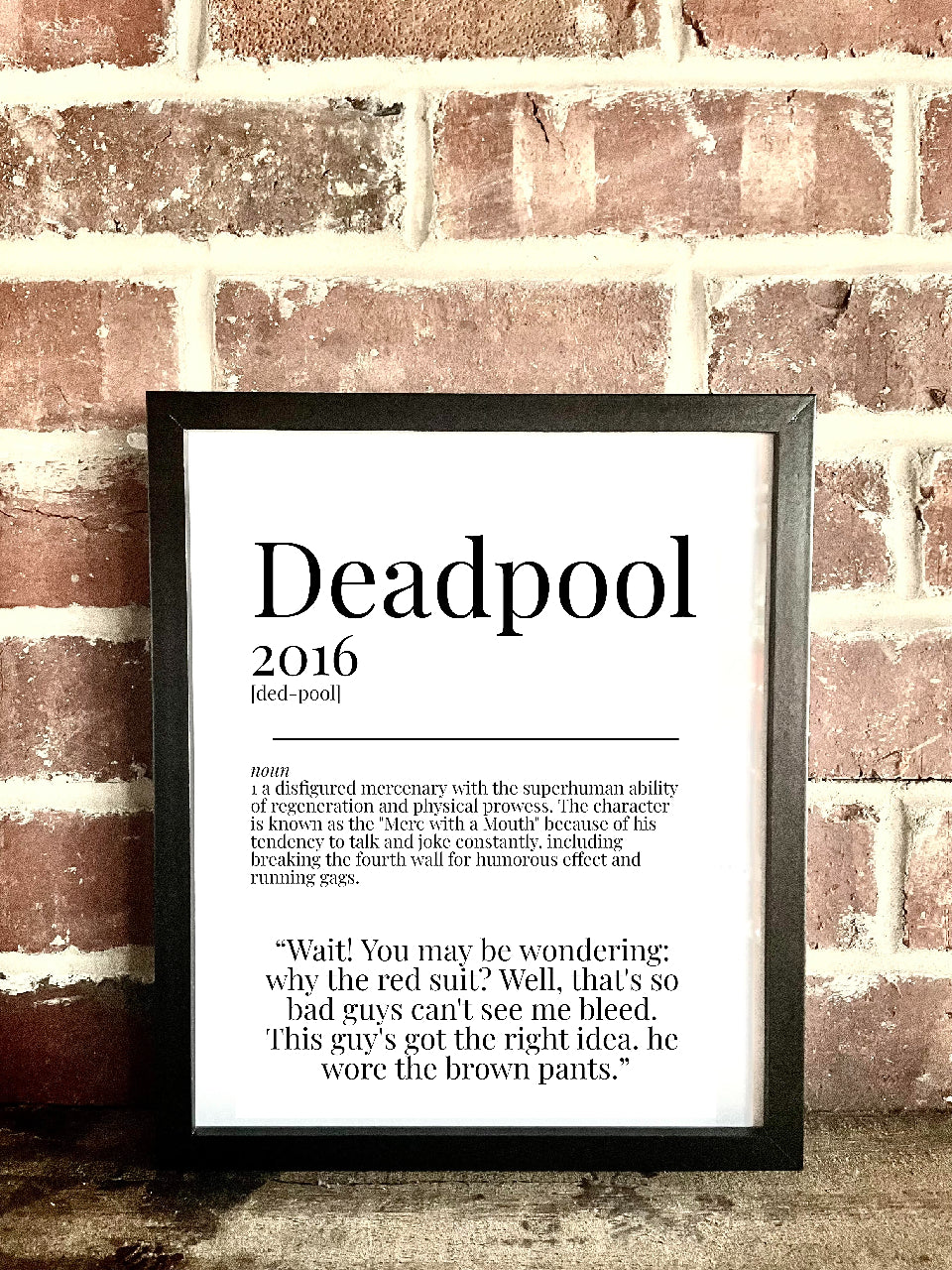 Deadpool 2016 Movie Quote Dictionary Prints