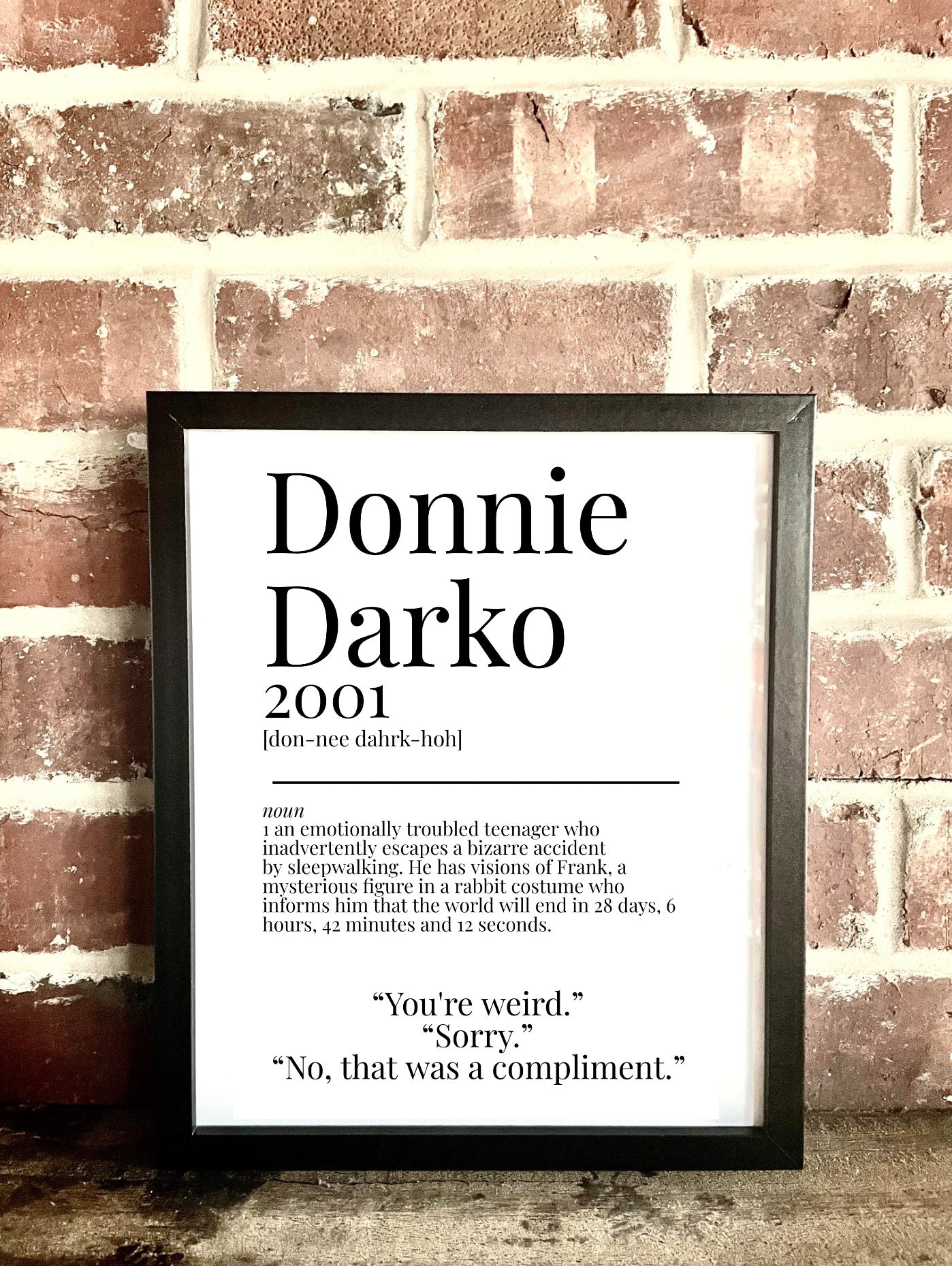 Donnie Darko 2001 Movie Quote Dictionary Prints