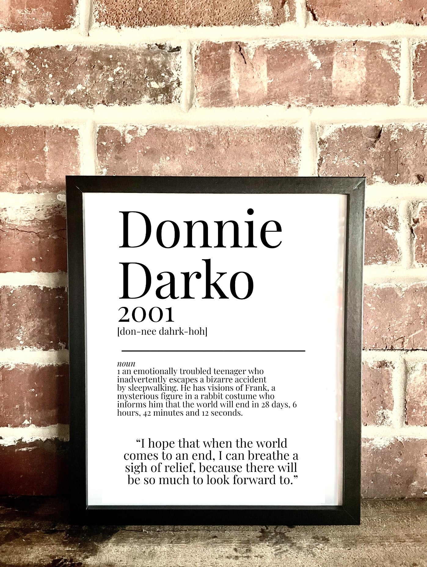 Donnie Darko 2001 Movie Quote Dictionary Prints