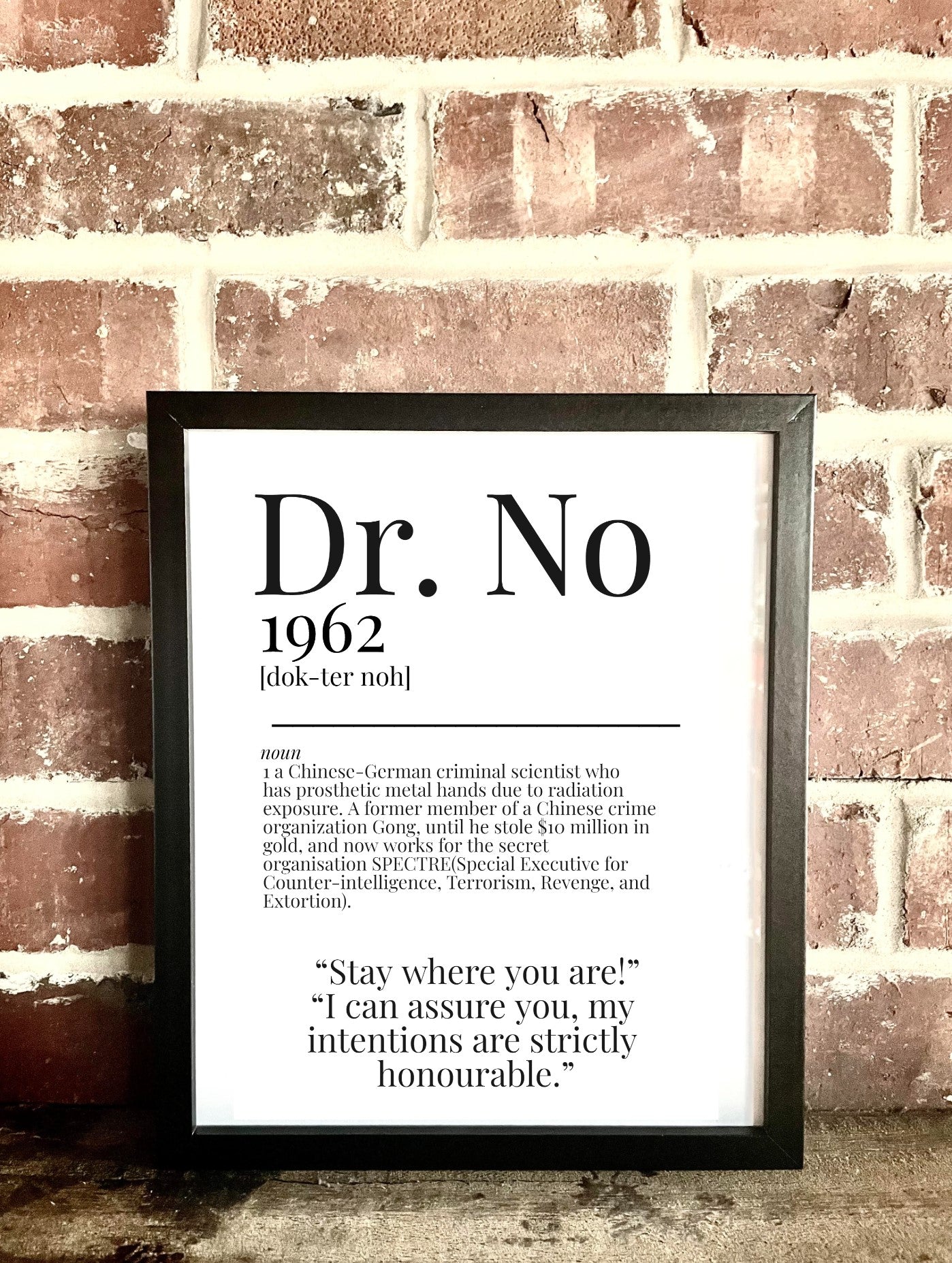 Dr. No 1962 Movie Quote Dictionary Prints