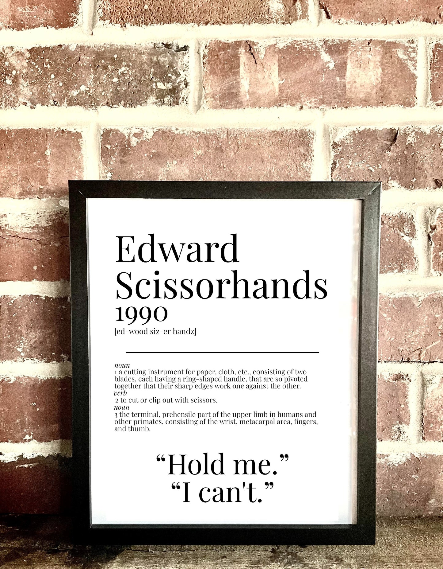 Edward Scissorhands 1990 Movie Quote Dictionary Prints