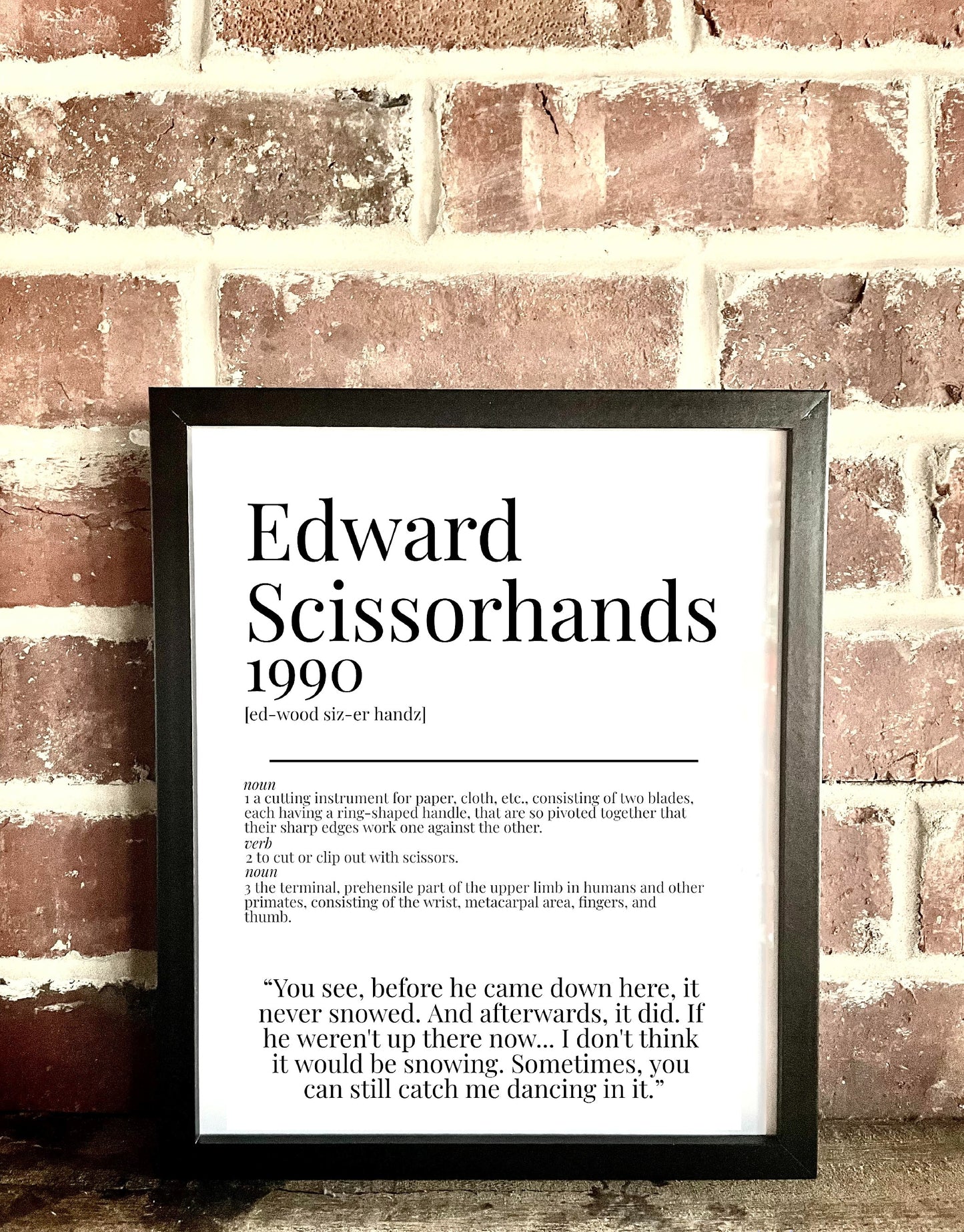 Edward Scissorhands 1990 Movie Quote Dictionary Prints