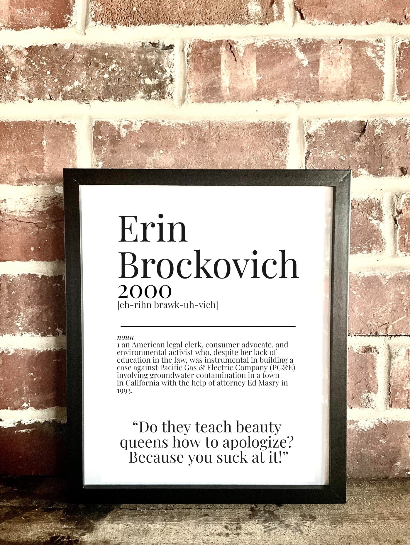 Erin Brockovich 2000 Movie Quote Dictionary Prints