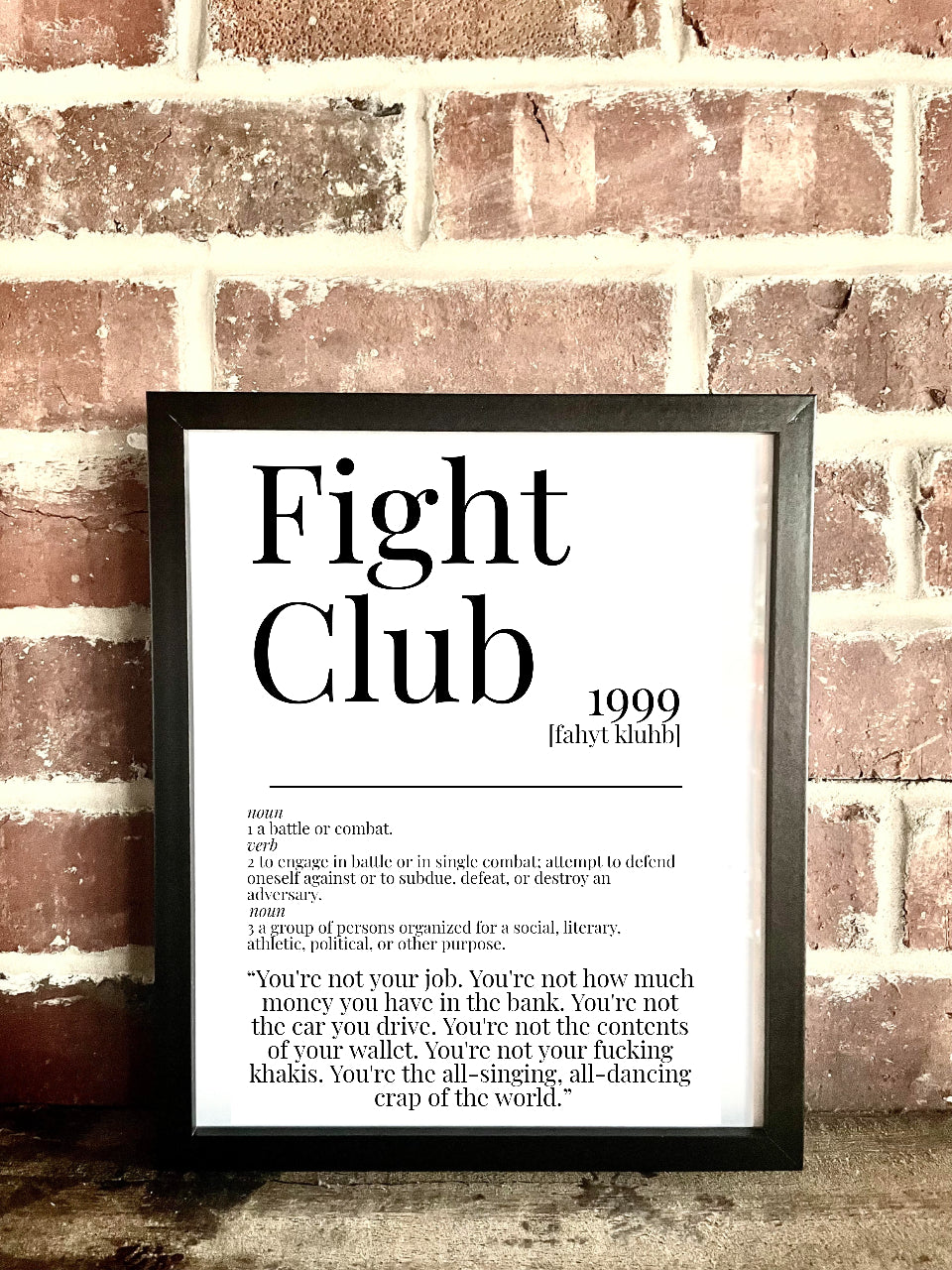 Fight Club 1999 Movie Quote Dictionary Prints