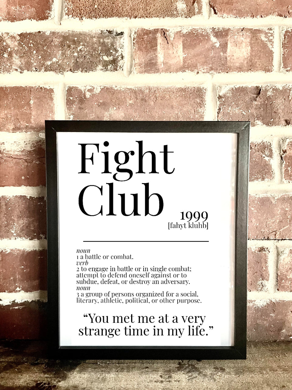 Fight Club 1999 Movie Quote Dictionary Prints