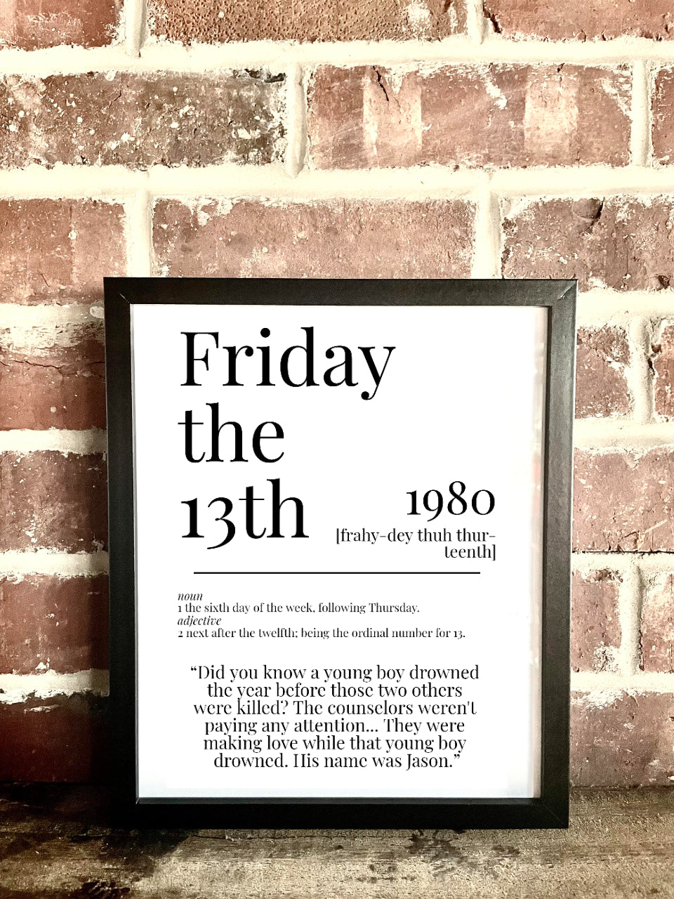 Friday the 13th 1980 Movie Quote Dictionary Prints