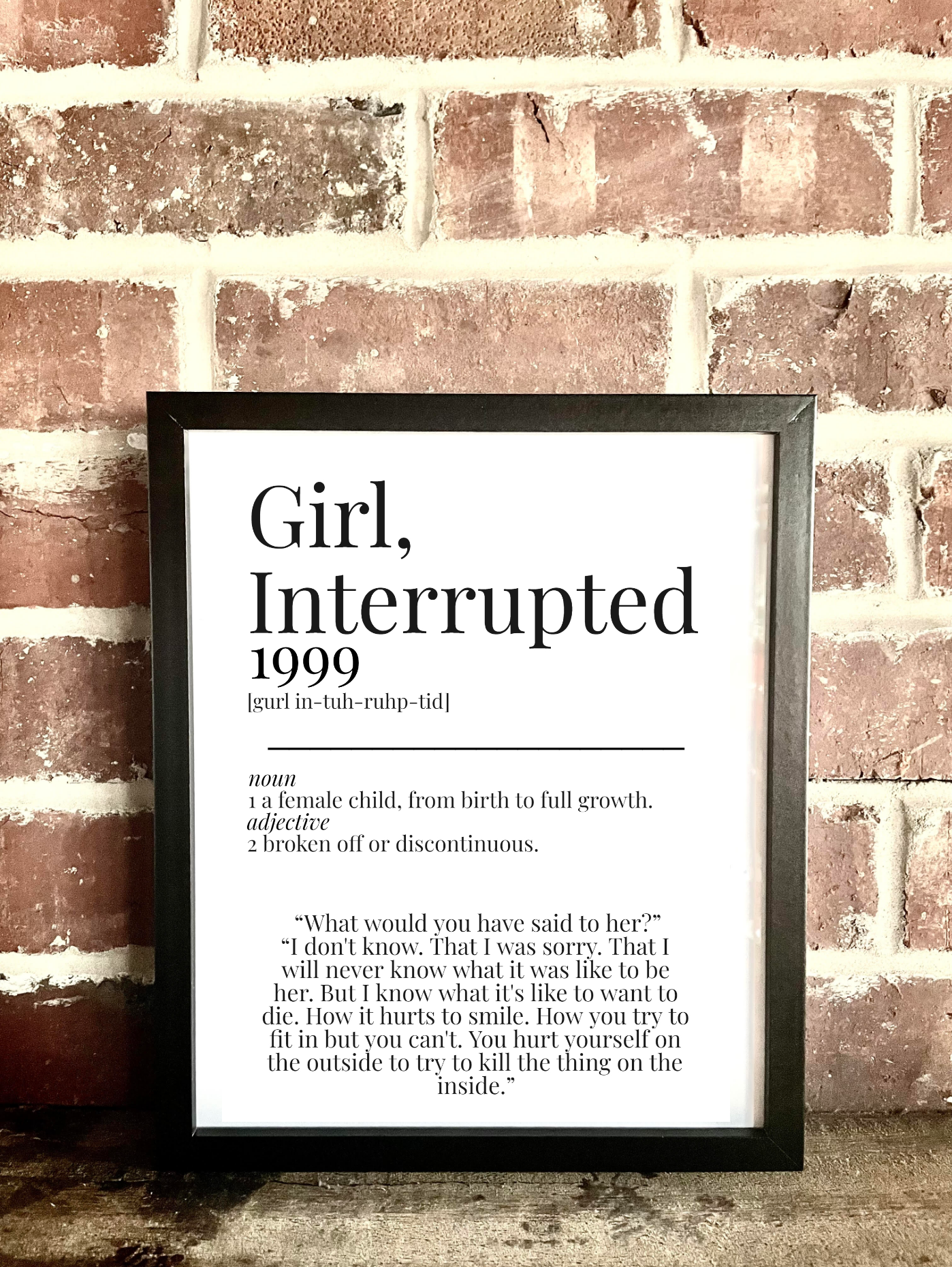 Girl, Interrupted 1999 Movie Quote Dictionary Prints