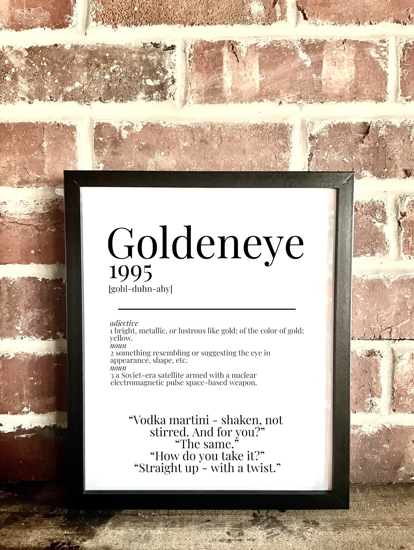 Goldeneye 1995 Movie Quote Dictionary Prints