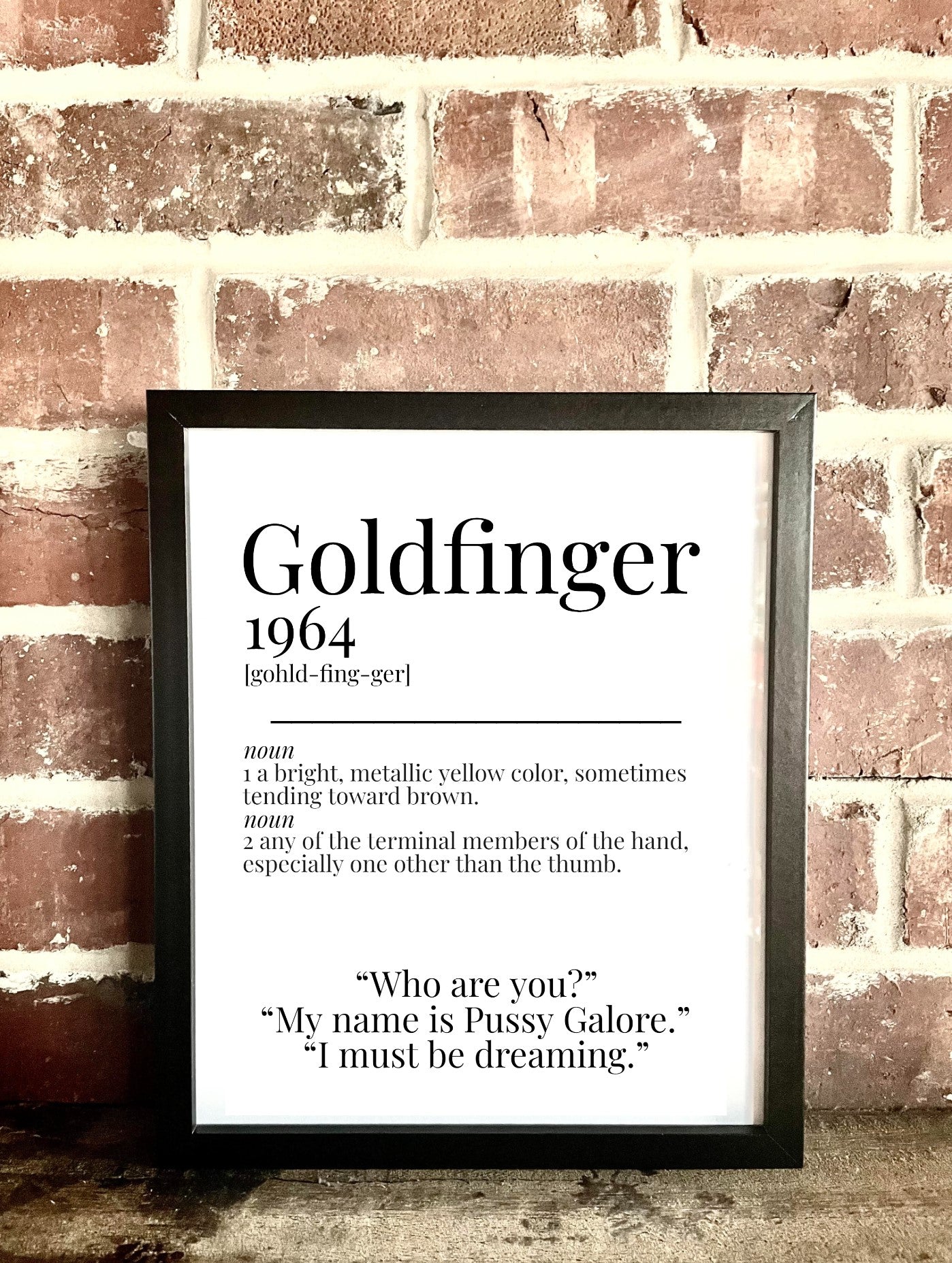 Goldfinger 1964 Movie Quote Dictionary Prints