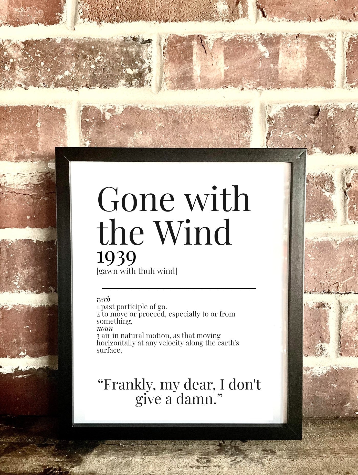 Gone with the Wind 1939 Movie Quote Dictionary Prints