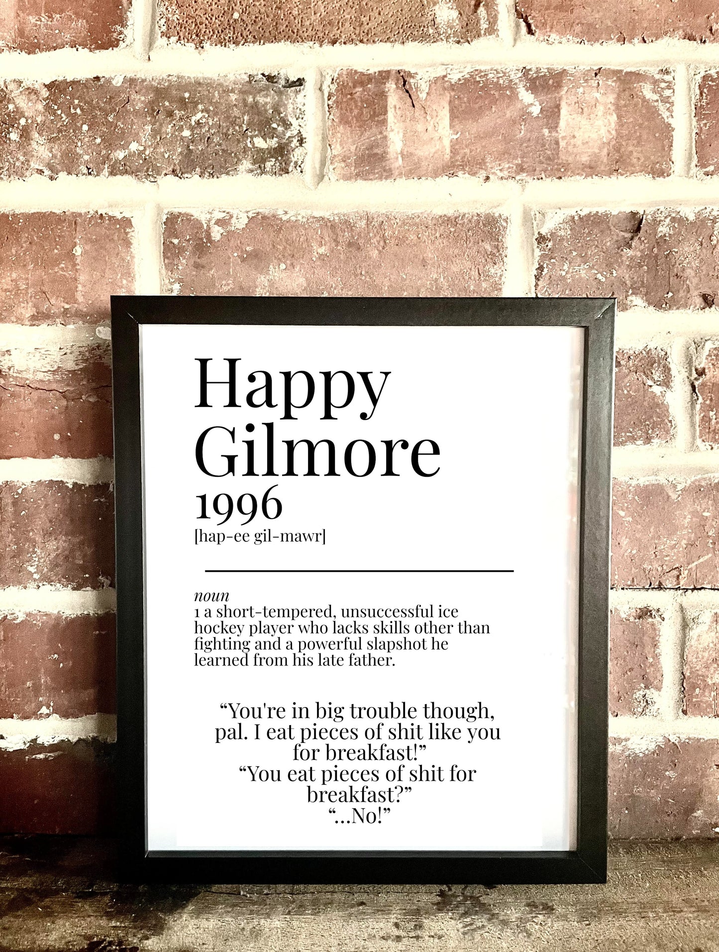 Happy Gilmore 1996 Movie Quote Dictionary Prints