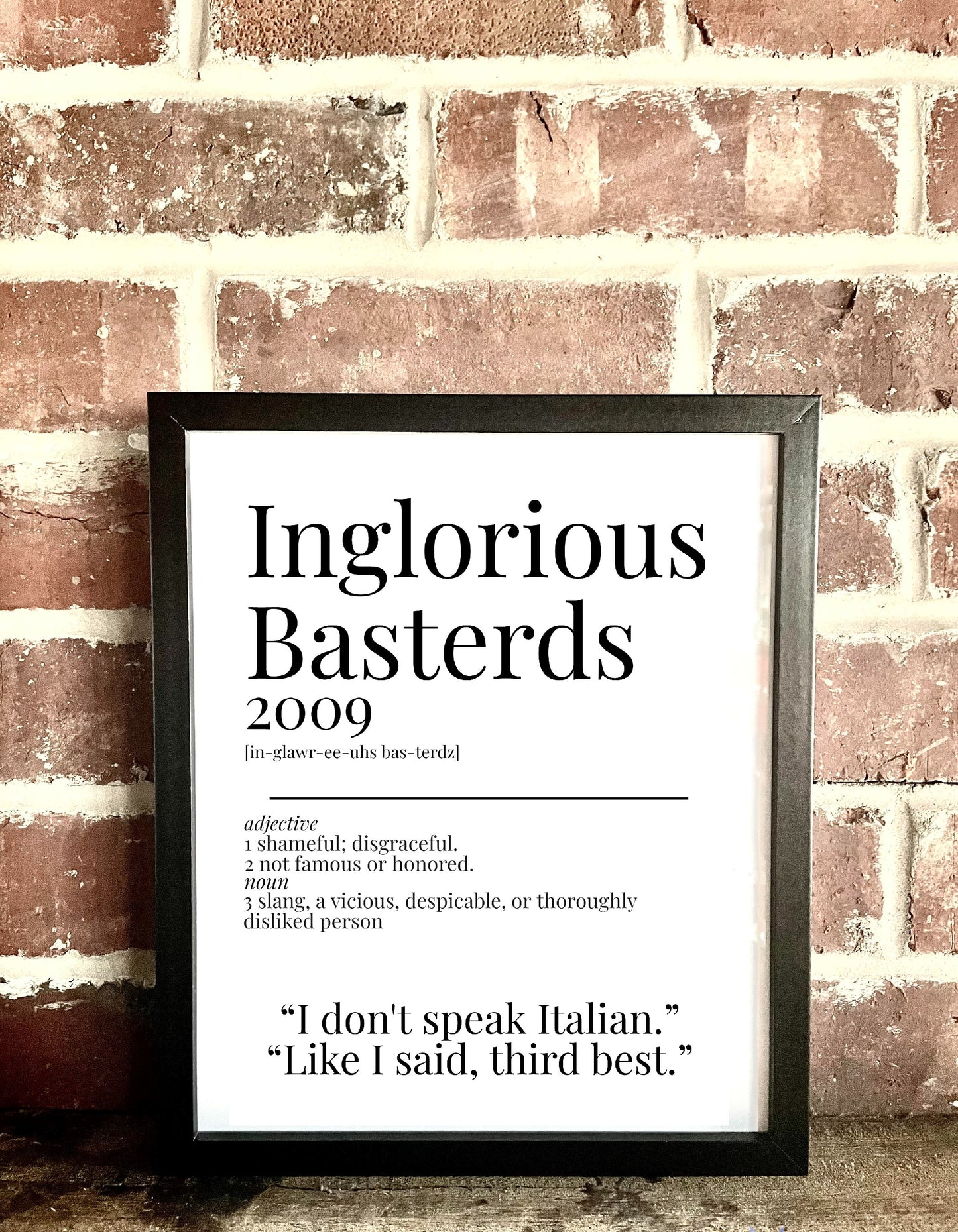 Inglorious Basterds 2009 Movie Quote Dictionary Prints