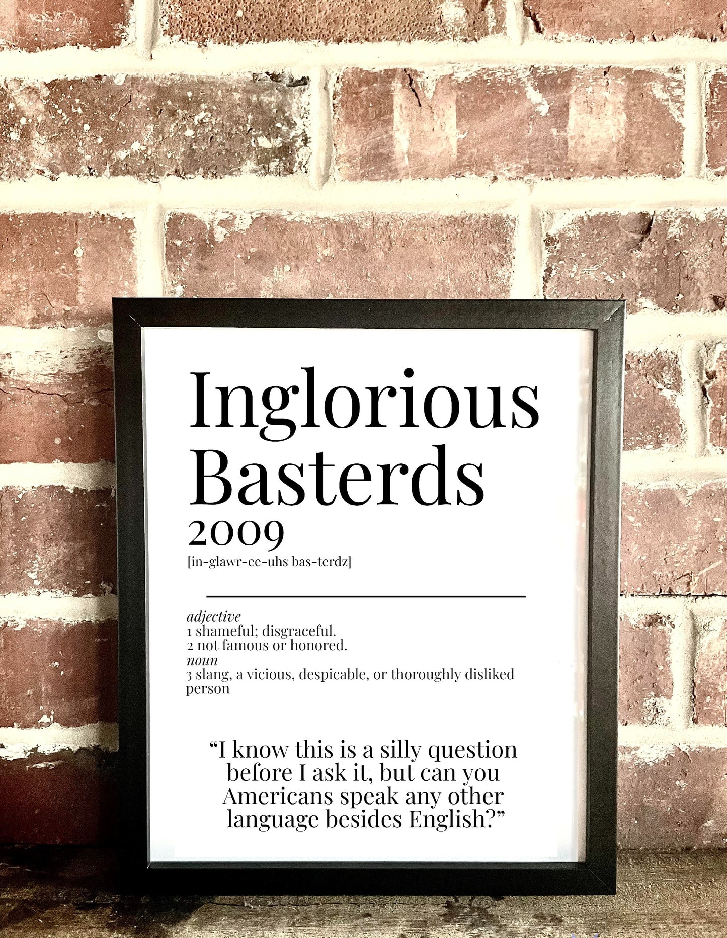 Inglorious Basterds 2009 Movie Quote Dictionary Prints