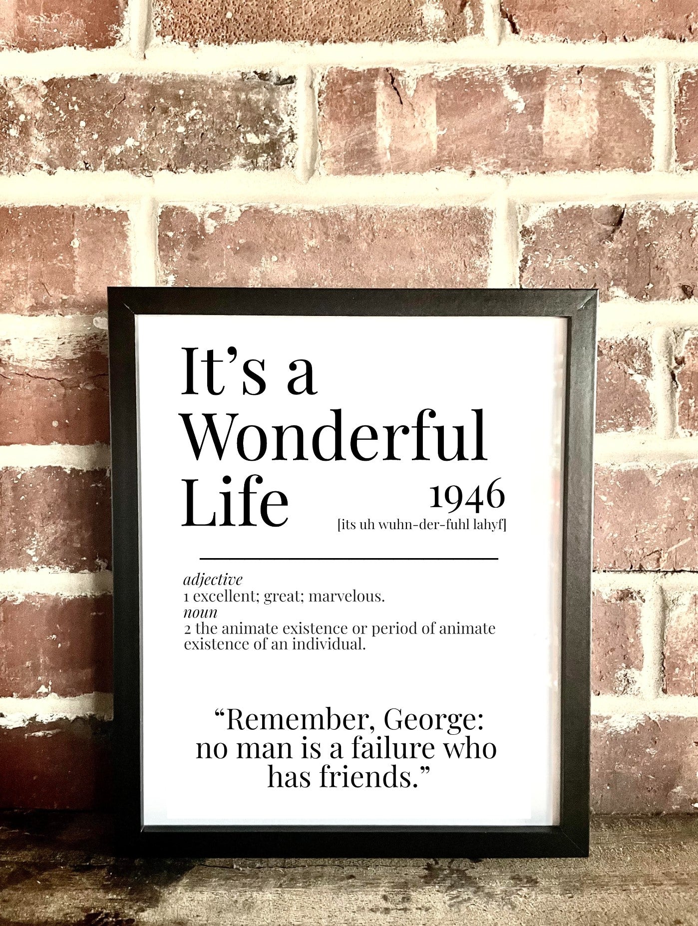 It's a Wonderful Life 1946 Movie Quote Dictionary Prints