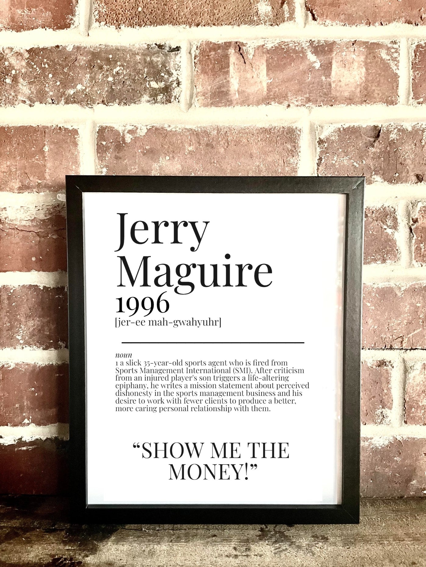 Jerry Maguire 1996 Movie Quote Dictionary Prints