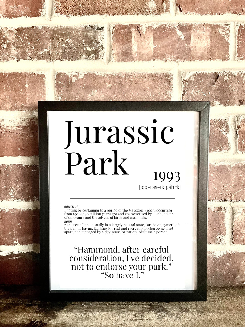 Jurassic Park 1993 Movie Quote Dictionary Prints