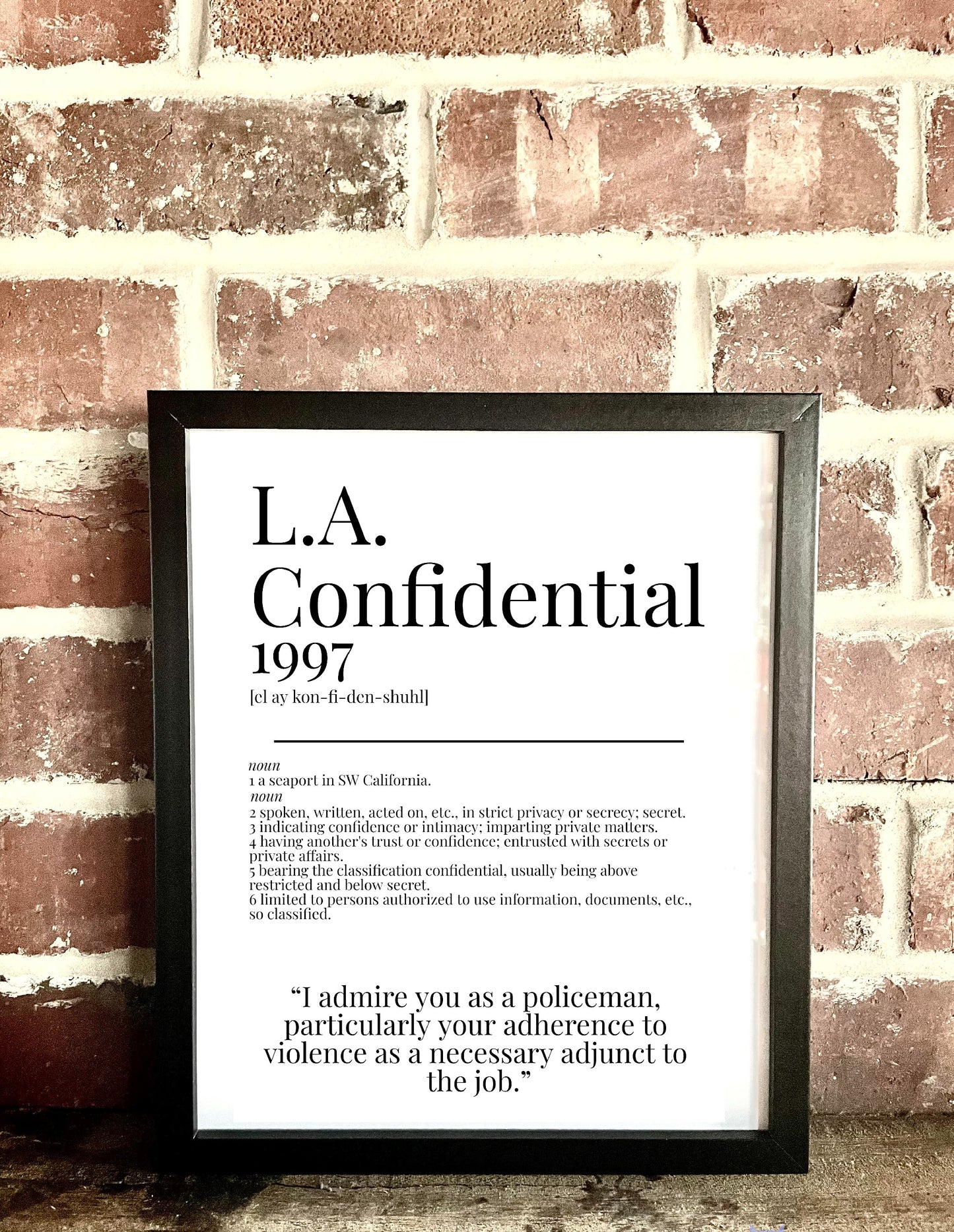 L.A. Confidential 1997 Movie Quote Dictionary Prints