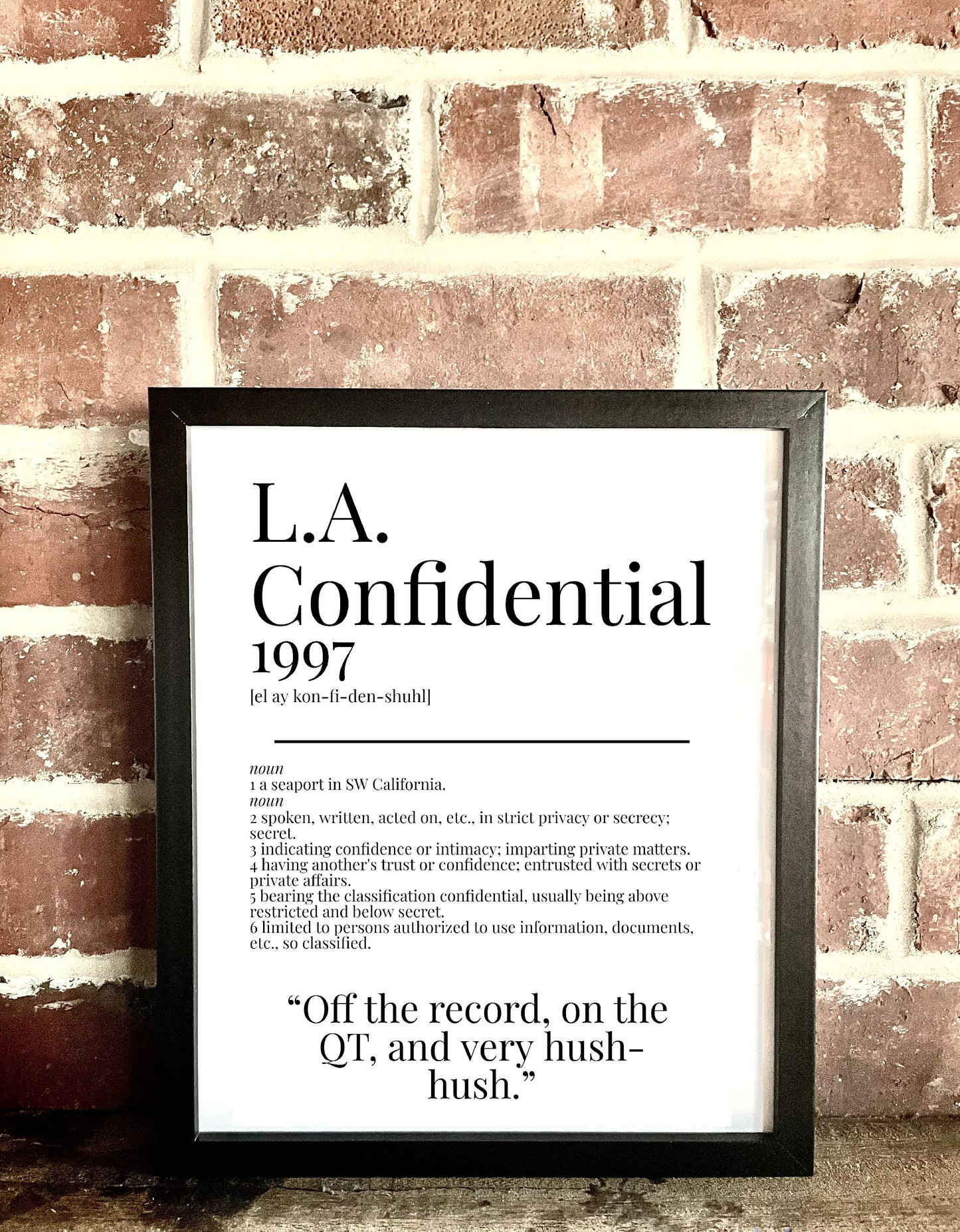 L.A. Confidential 1997 Movie Quote Dictionary Prints