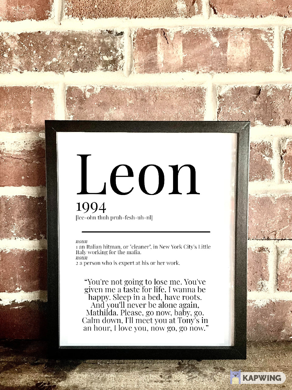 Leon 1994 Movie Quote Dictionary Prints