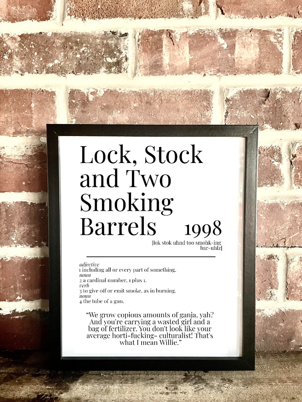 Lock, Stock and Two Smoking Barrels 1998 Movie Quote Dictionary Prints