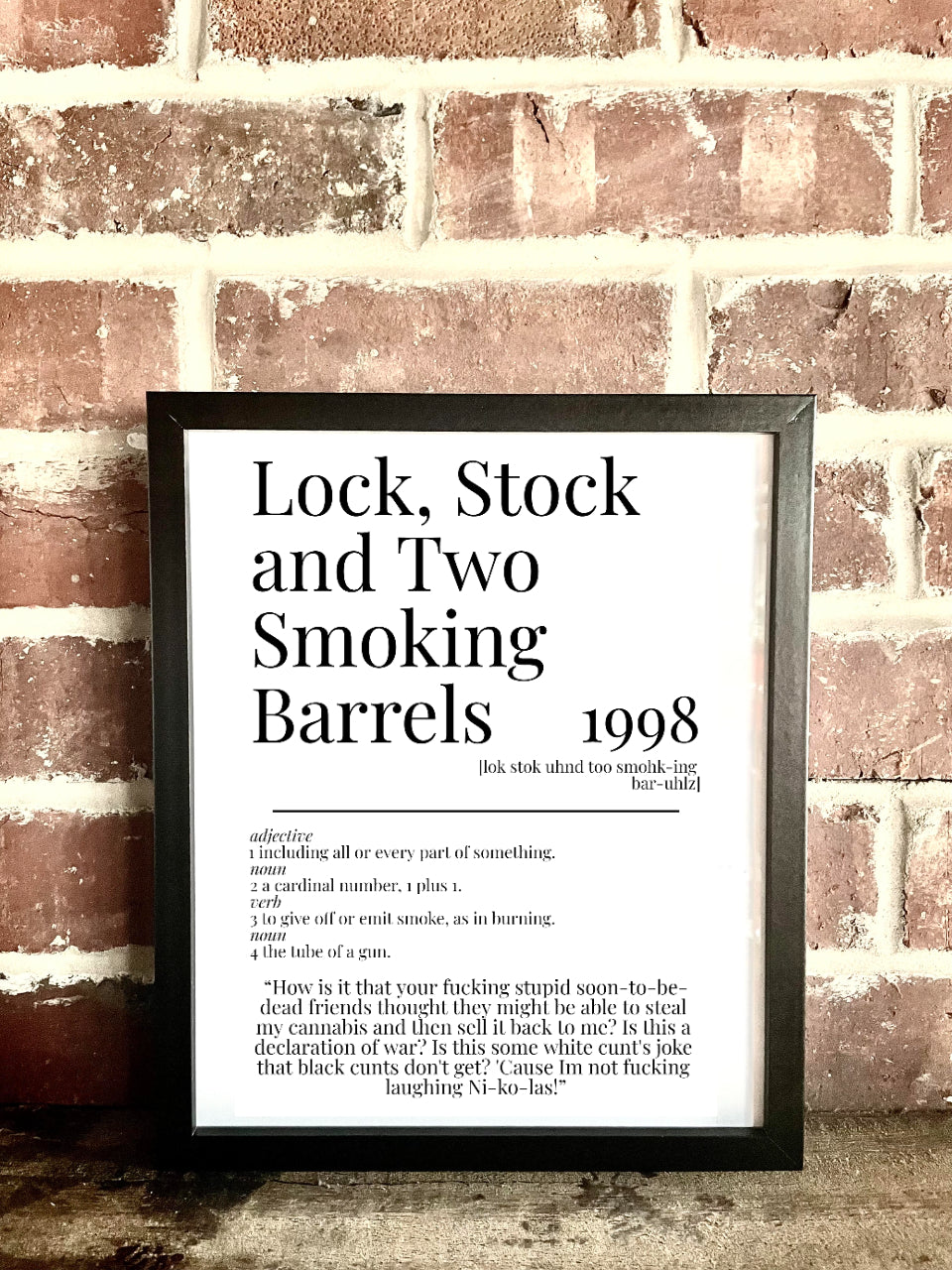 Lock, Stock and Two Smoking Barrels 1998 Movie Quote Dictionary Prints