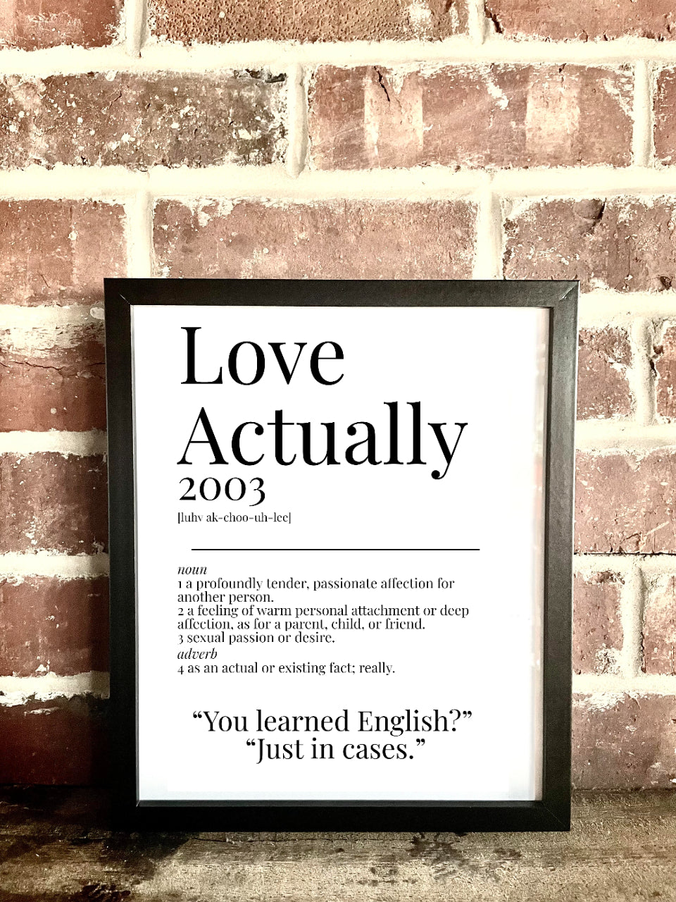 Love Actually 2003 Movie Quote Dictionary Prints