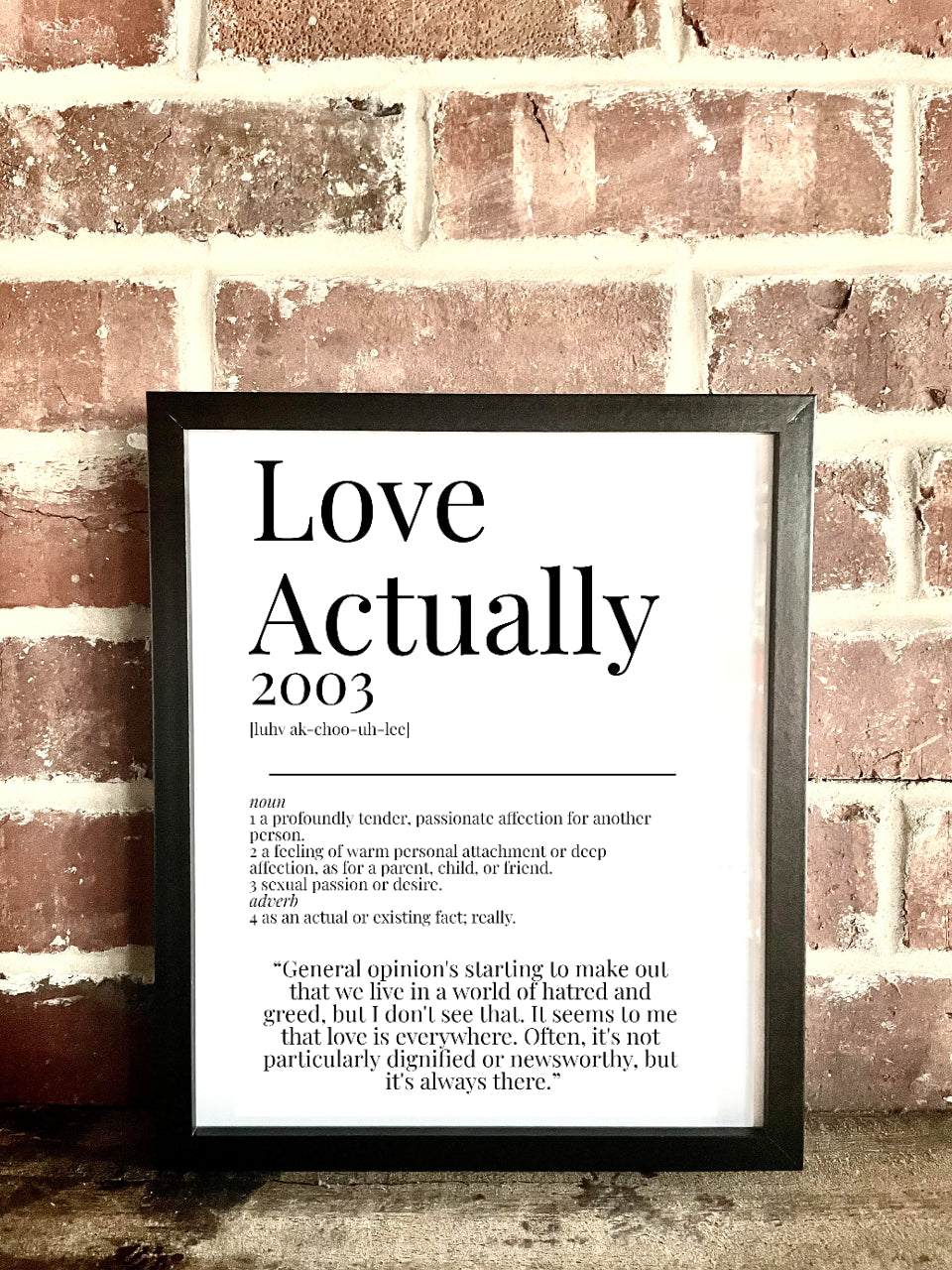 Love Actually 2003 Movie Quote Dictionary Prints