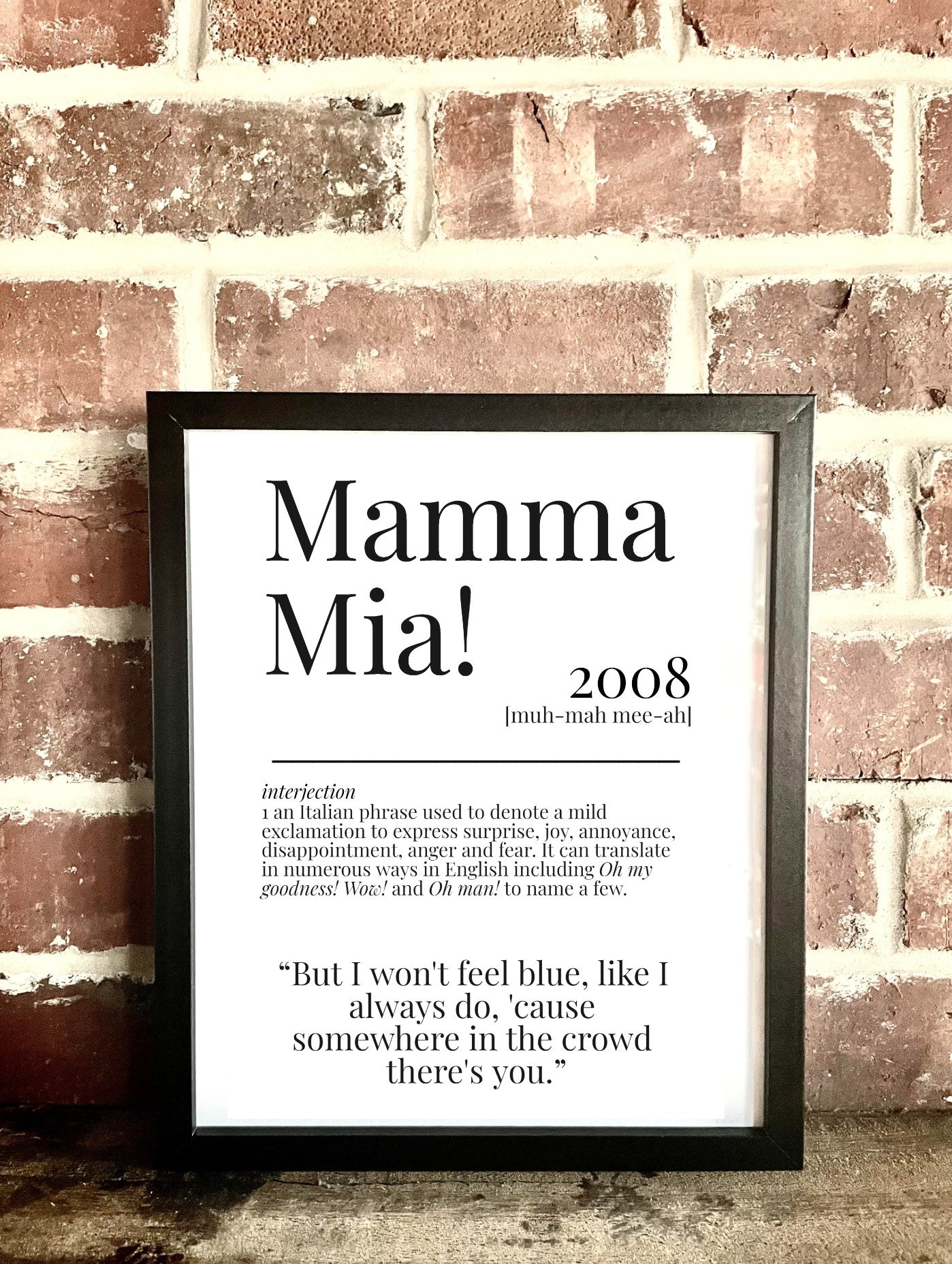 Mamma Mia! 2008 Movie Quote Dictionary Prints