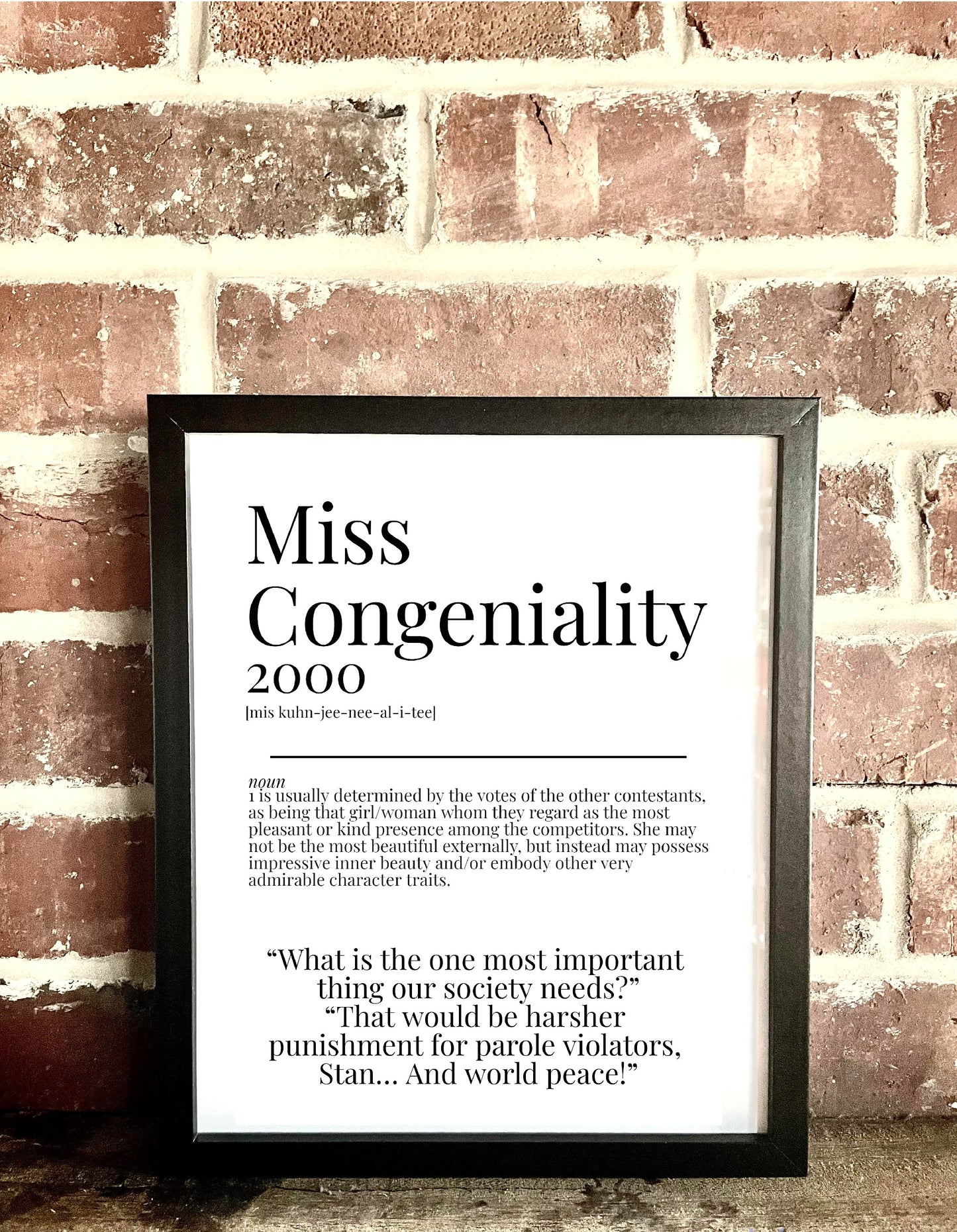 Miss Congeniality 2000 Movie Quote Dictionary Prints