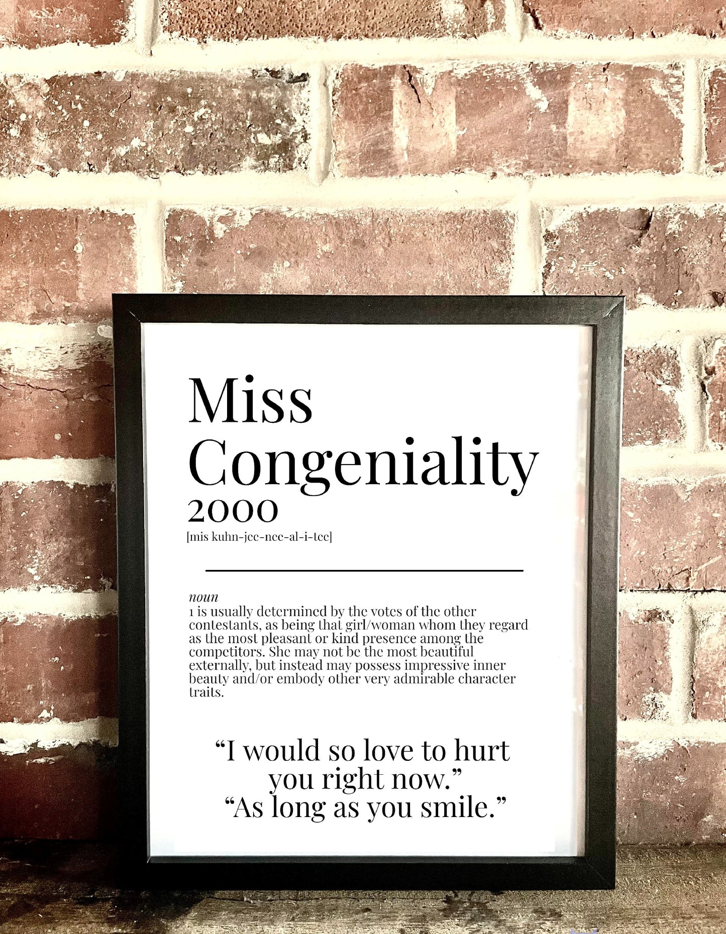 Miss Congeniality 2000 Movie Quote Dictionary Prints