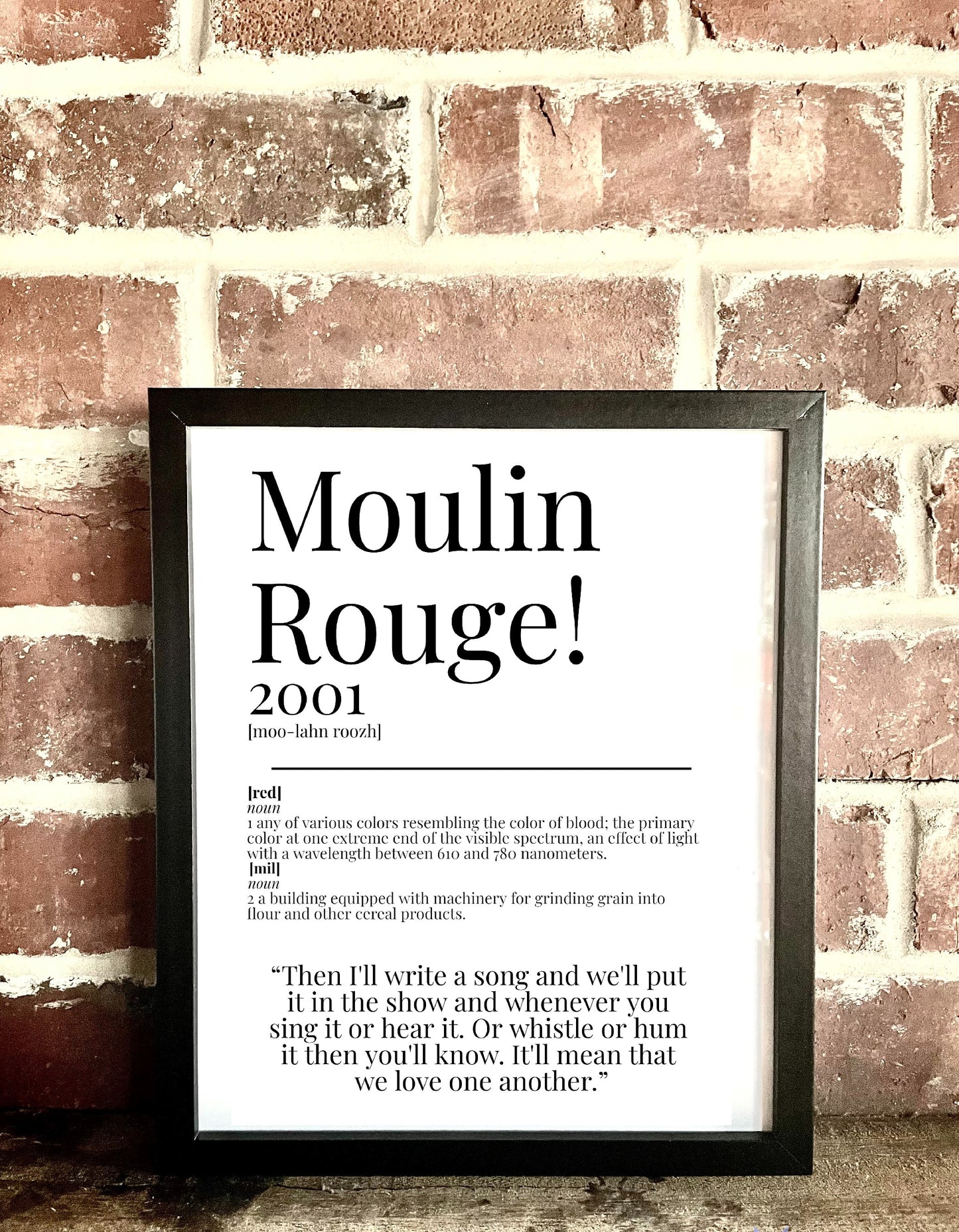 Moulin Rouge! 2001 Movie Quote Dictionary Prints