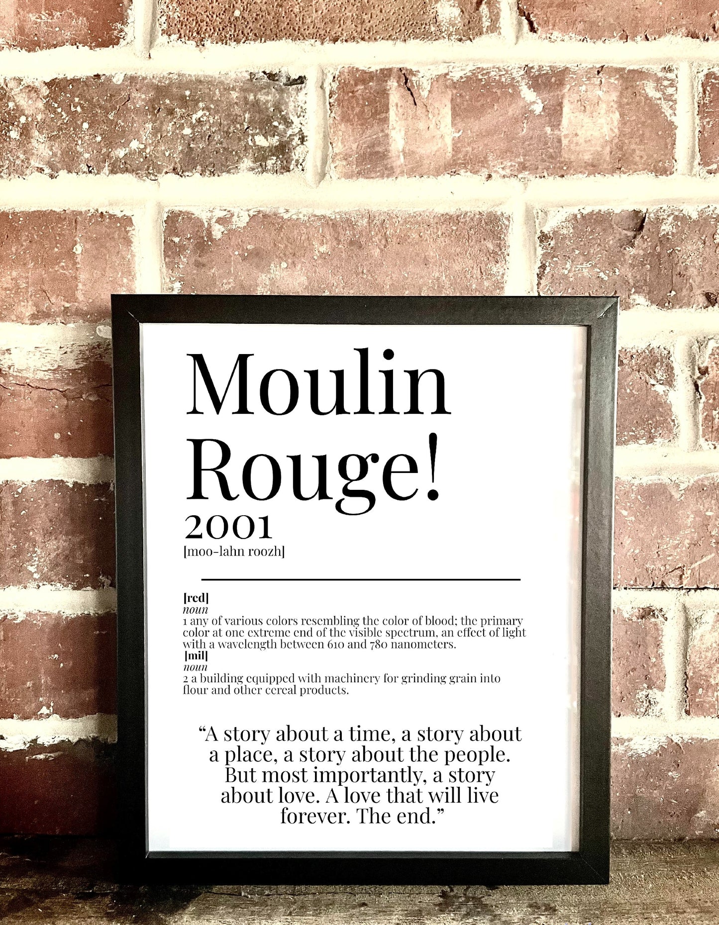 Moulin Rouge! 2001 Movie Quote Dictionary Prints