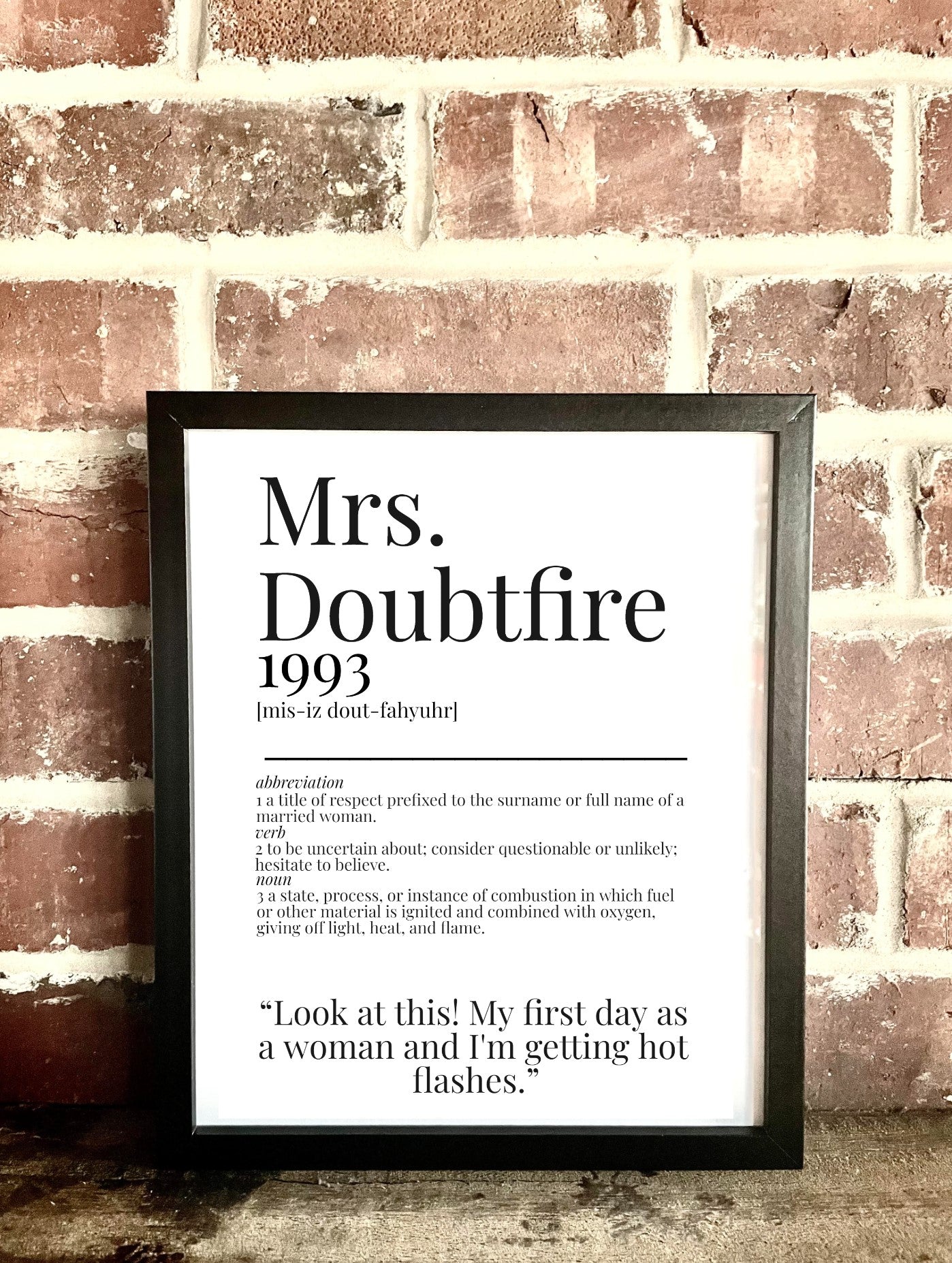 Mrs. Doubtfire 1993 Movie Quote Dictionary Prints