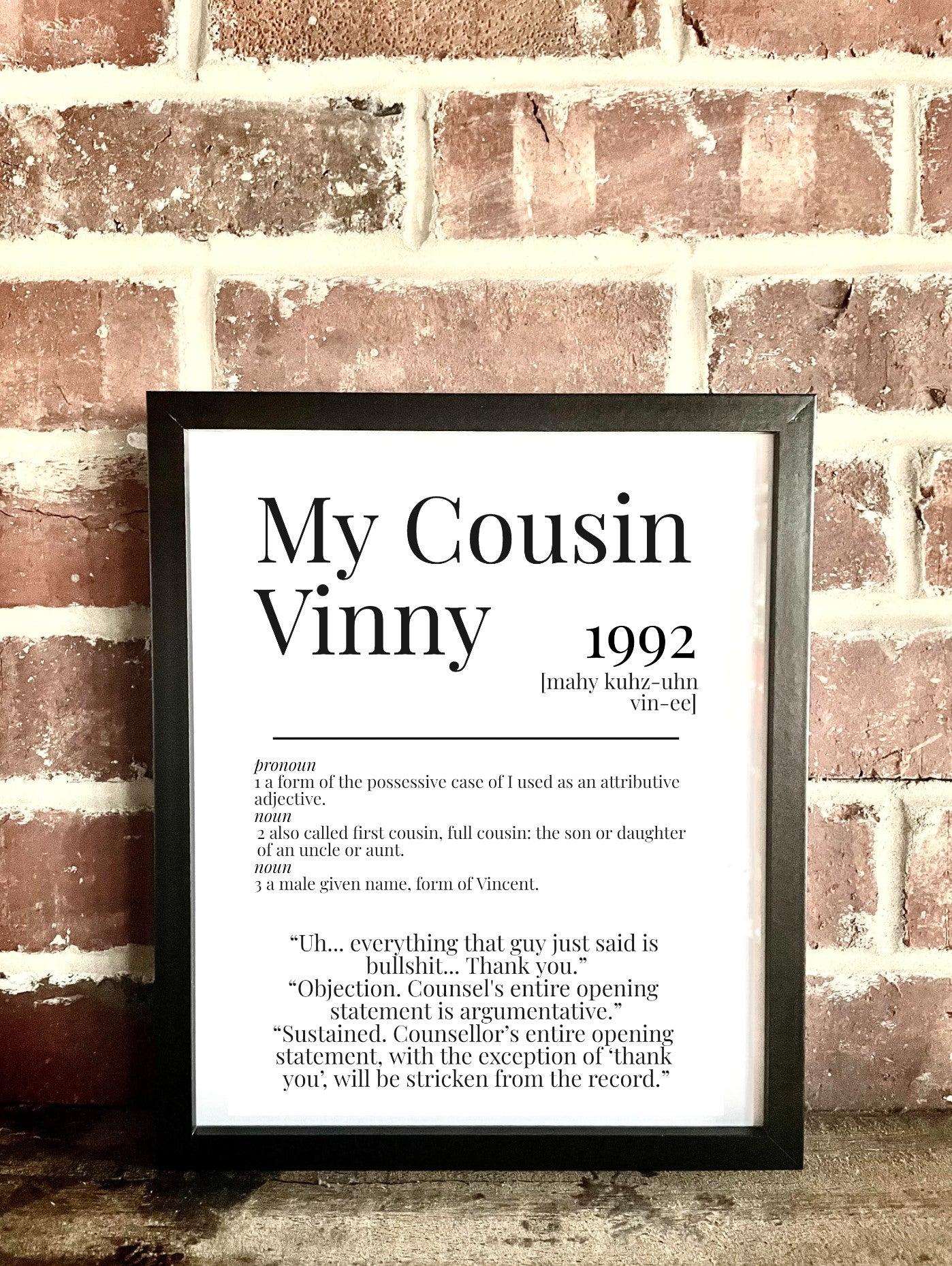 My Cousin Vinny 1992 Movie Quote Dictionary Prints