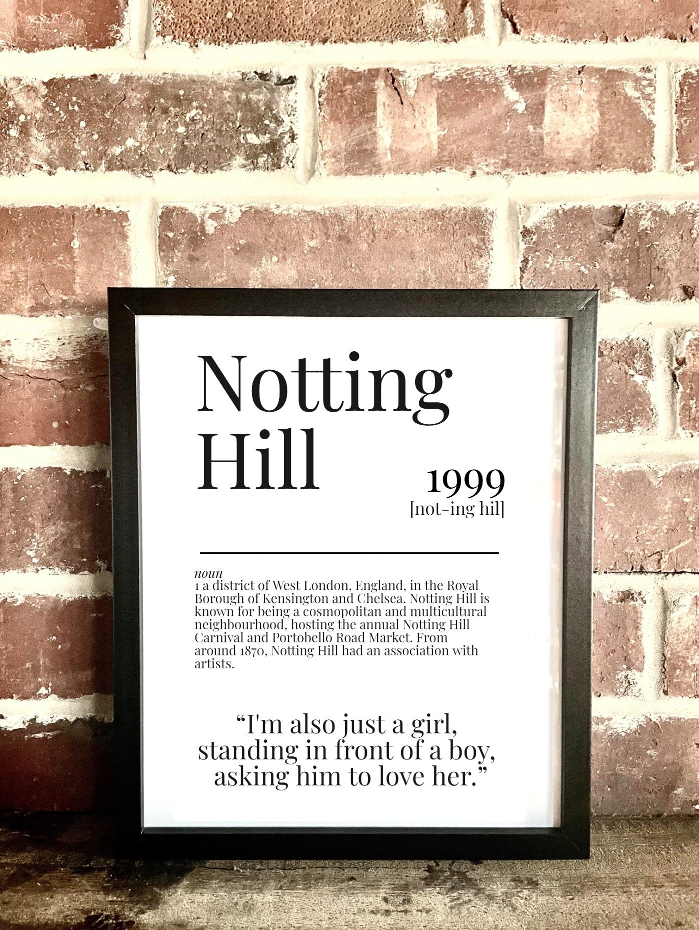 Notting Hill 1999 Movie Quote Dictionary Prints