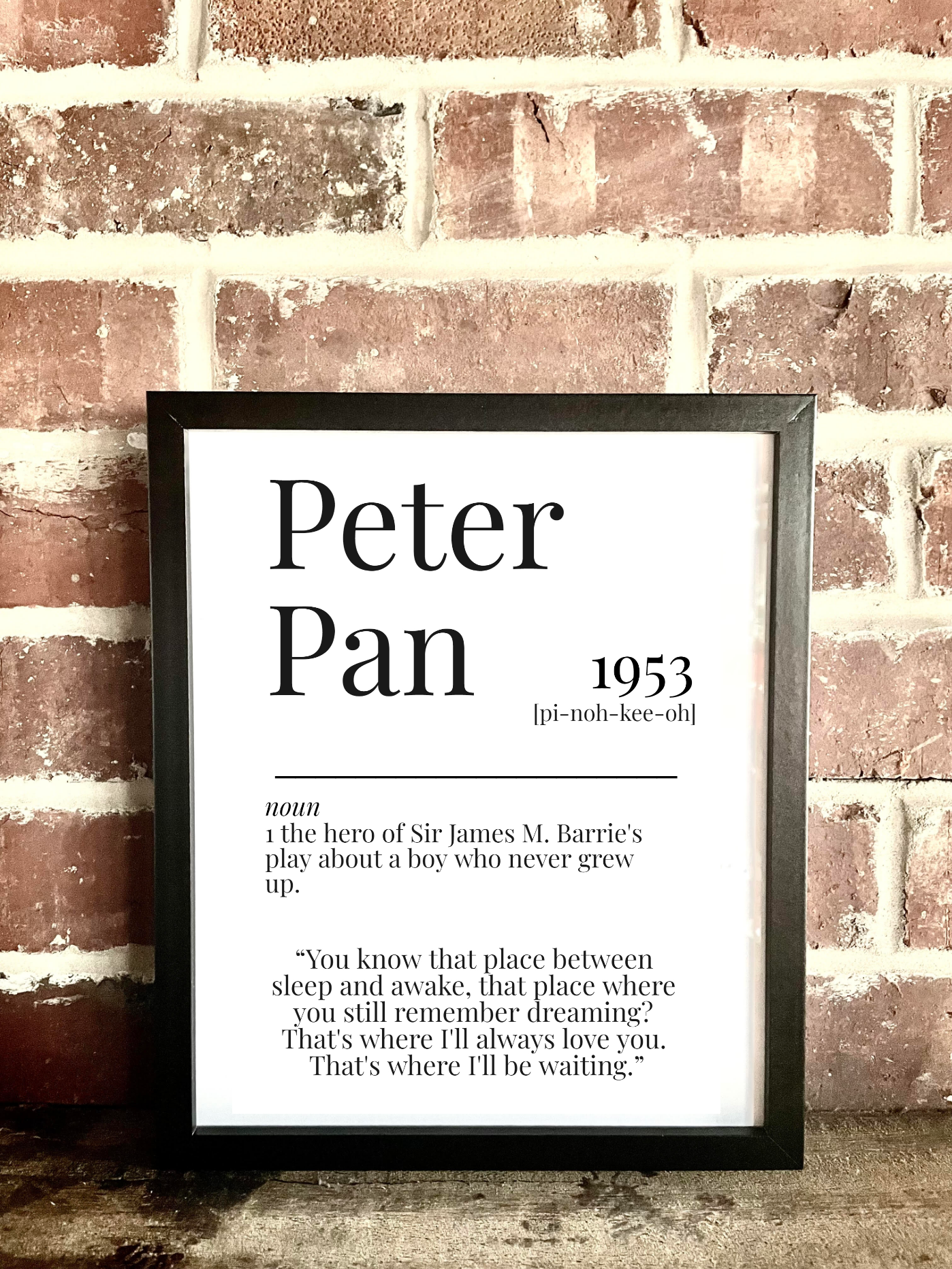 Peter Pan 1953 Movie Quote Dictionary Prints