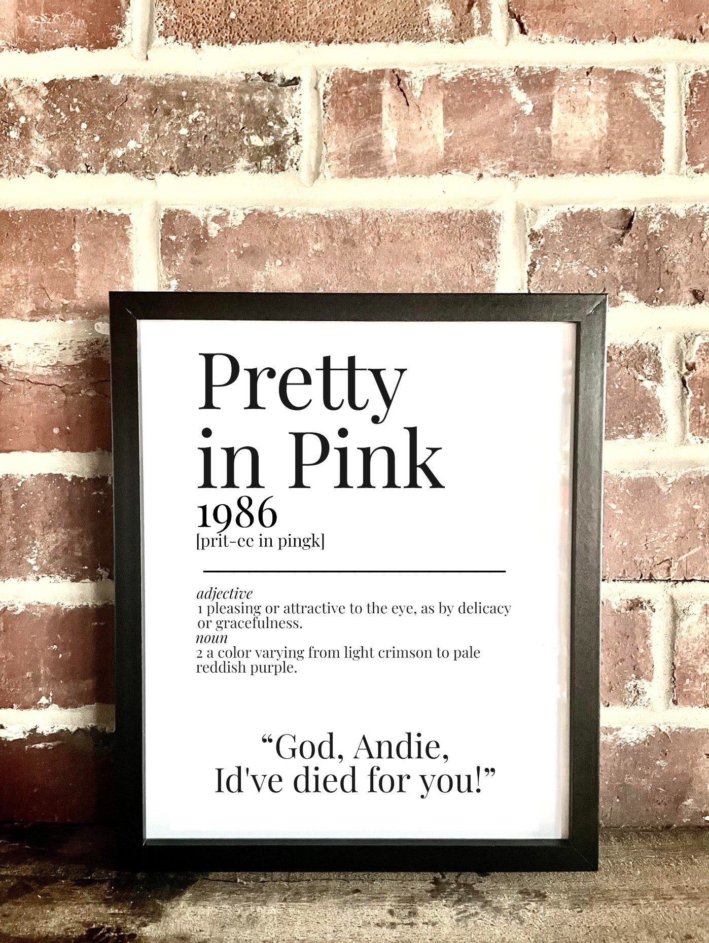 Pretty in Pink 1986 Movie Quote Dictionary Prints