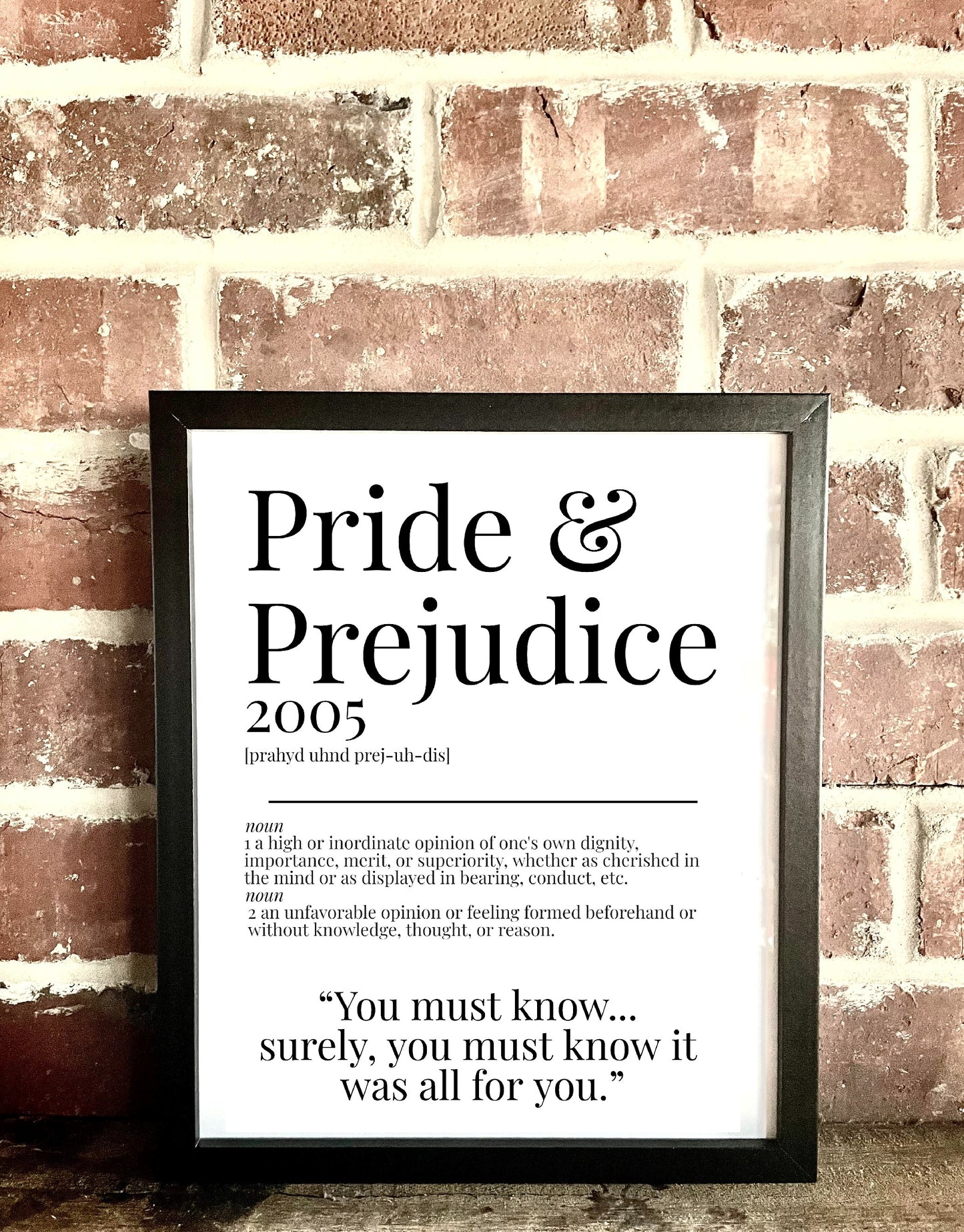 Pride & Prejudice 2005 Movie Quote Dictionary Prints