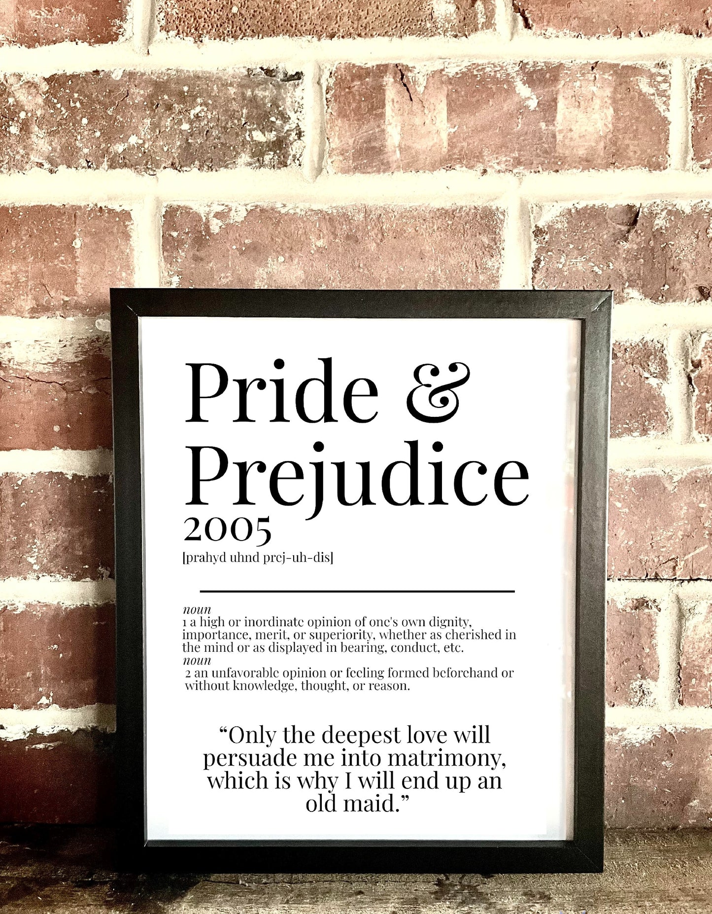 Pride & Prejudice 2005 Movie Quote Dictionary Prints