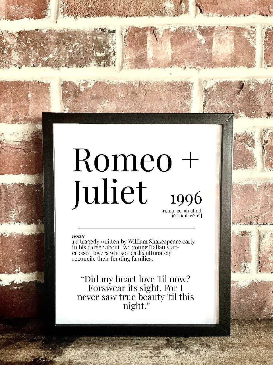 Romeo + Juliet 1996 Movie Quote Dictionary Prints