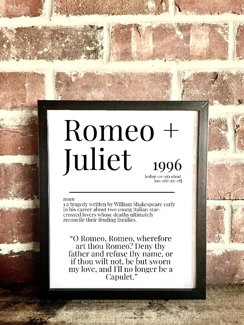 Romeo + Juliet 1996 Movie Quote Dictionary Prints