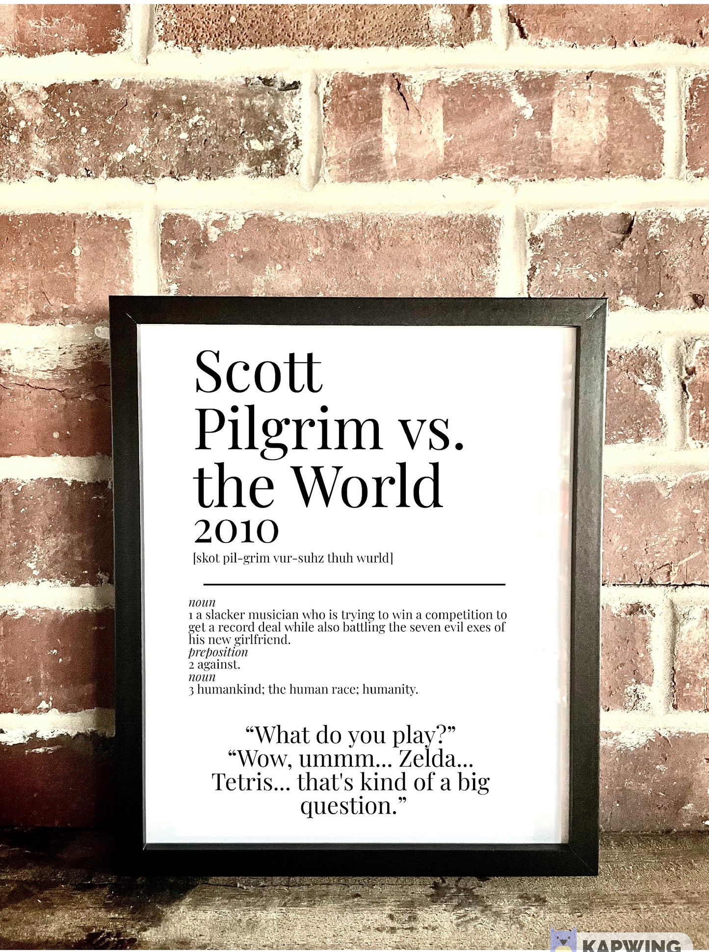 Scott Pilgrim vs. the World 2010 Movie Quote Dictionary Prints