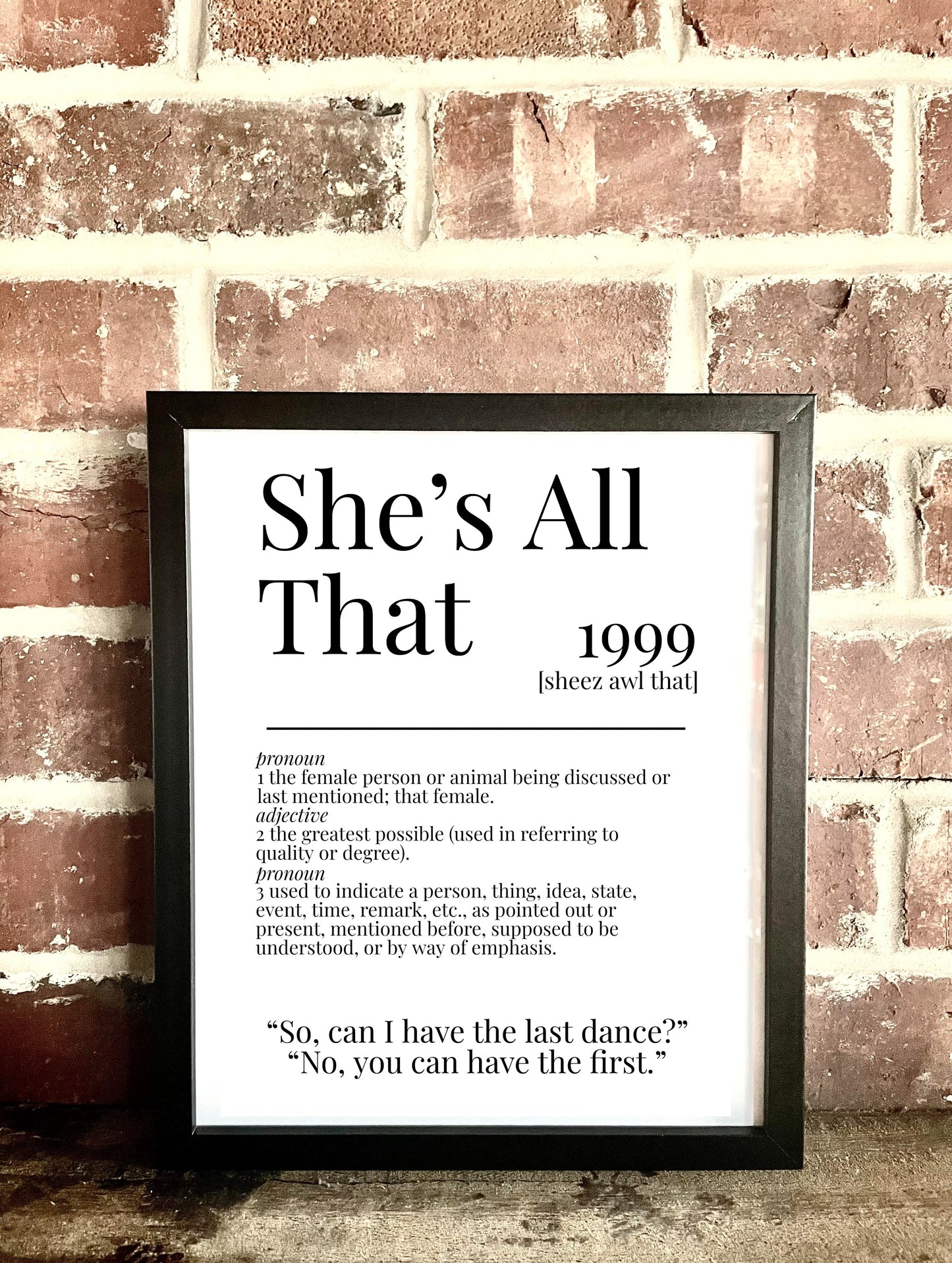 She's All That 1999 Movie Quote Dictionary Prints