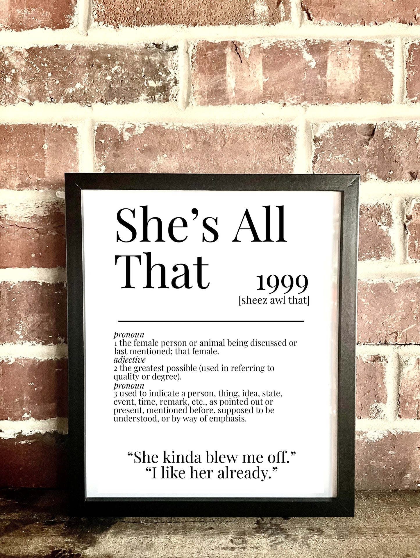 She's All That 1999 Movie Quote Dictionary Prints