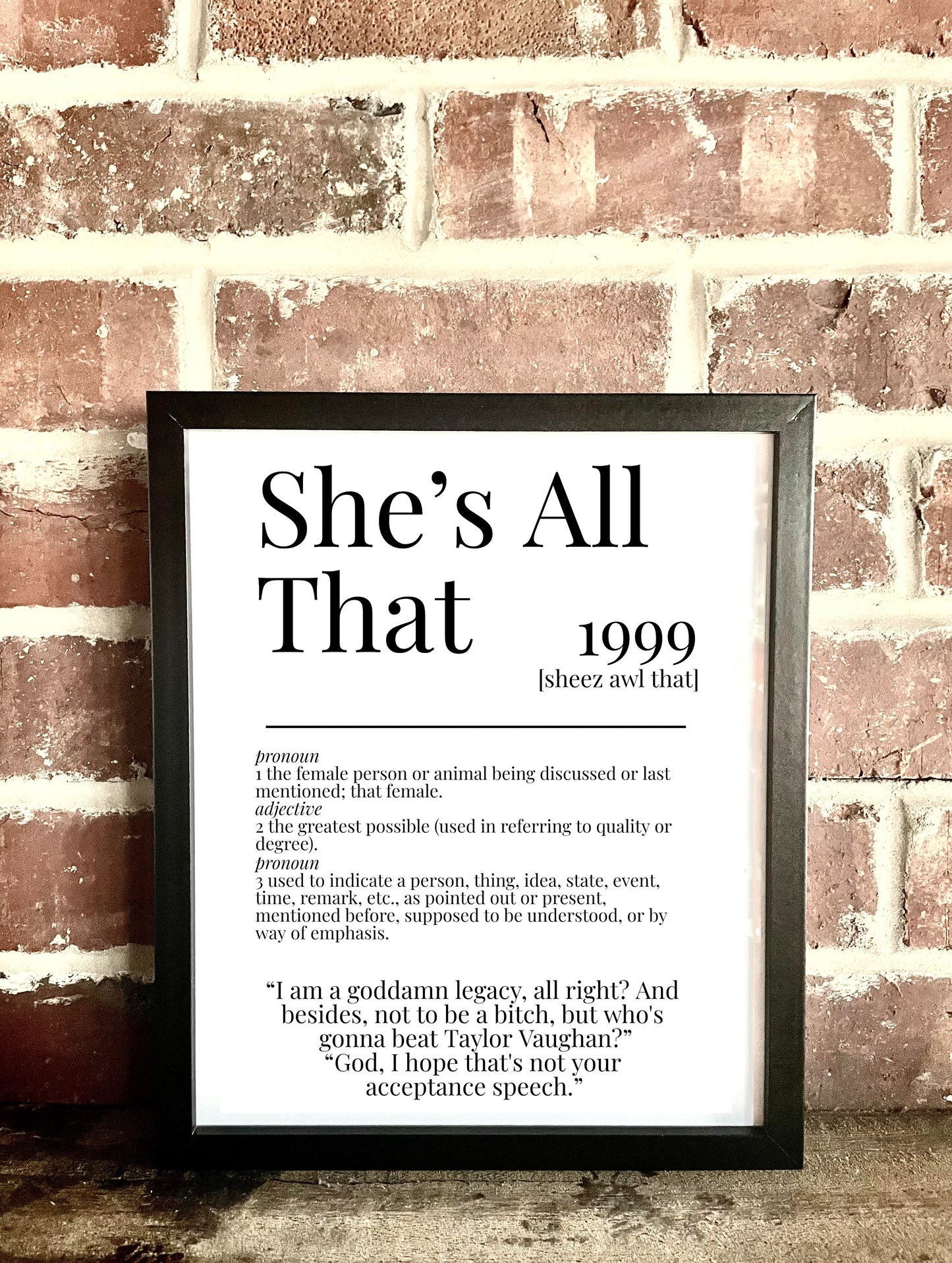 She's All That 1999 Movie Quote Dictionary Prints