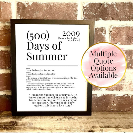 (500) Days of Summer 2009 Movie Quote Dictionary Prints