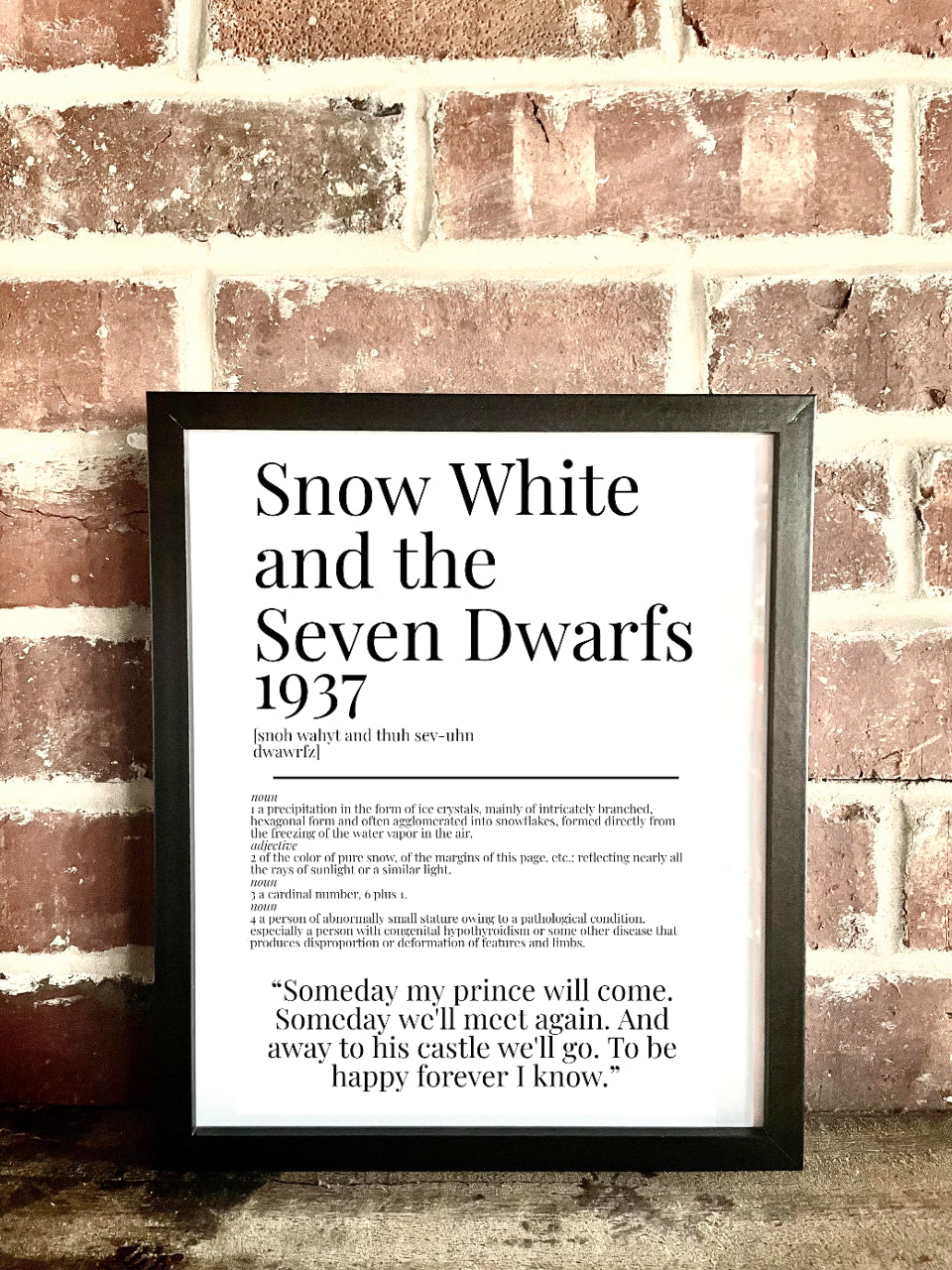 Snow White and the Seven Dwarfs 1937 Movie Quote Dictionary Prints