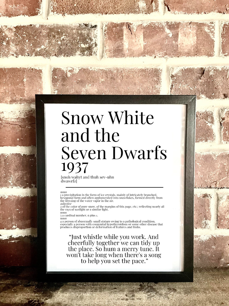 Snow White and the Seven Dwarfs 1937 Movie Quote Dictionary Prints